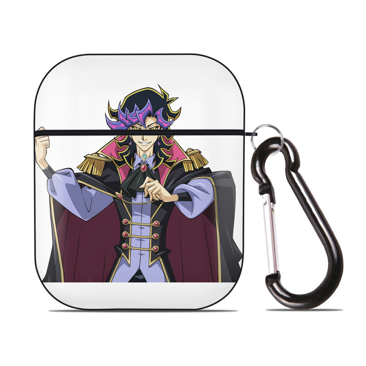 （画像用） 遊☆戯☆王 Yu-Gi-Oh! AirPods 第2世代保護ケース ハードシェル ブラック 耐衝撃・防指紋・カラビナ付き