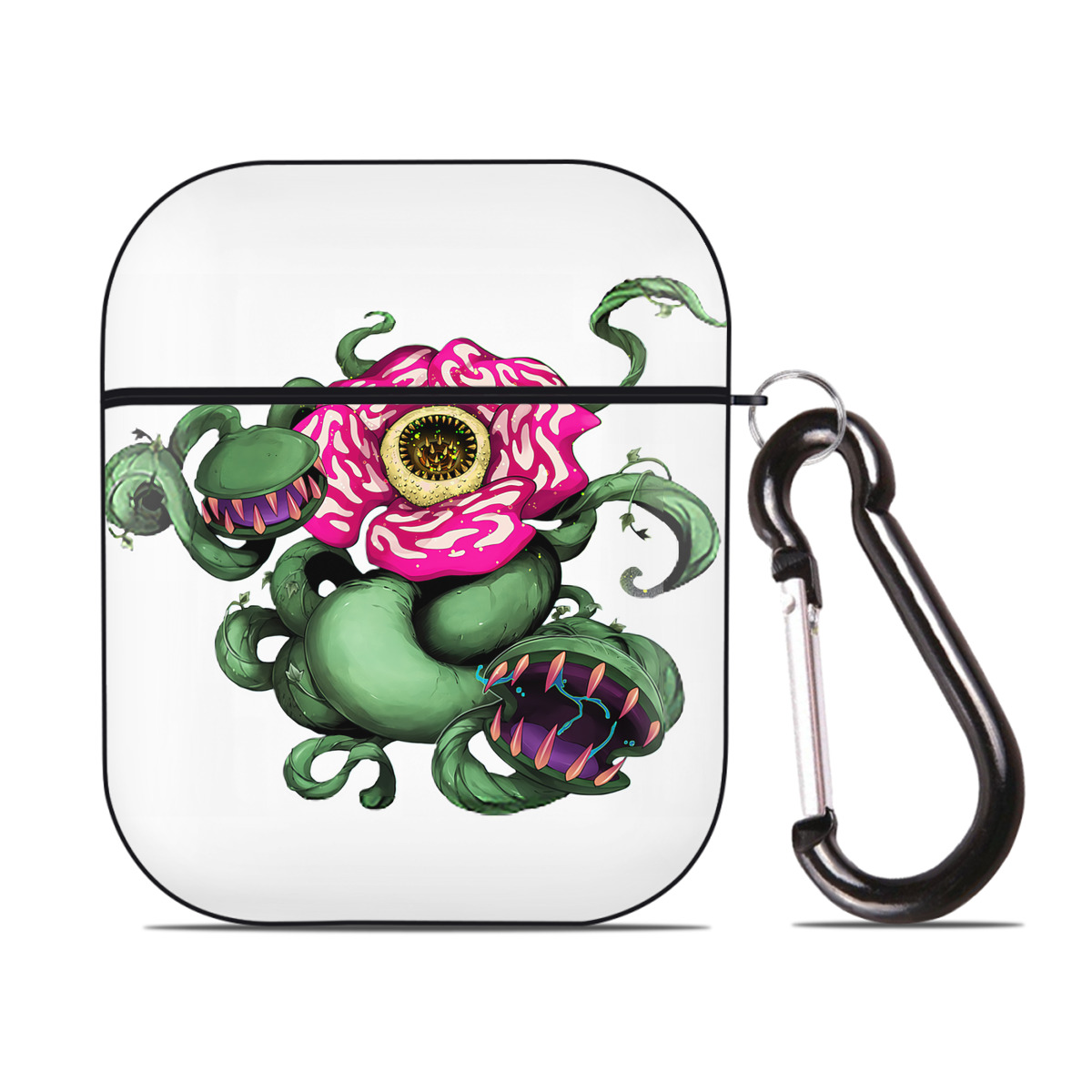 （画像用） 遊☆戯☆王 Yu-Gi-Oh! AirPods 第2世代保護ケース ハードシェル ブラック 耐衝撃・防指紋・カラビナ付き