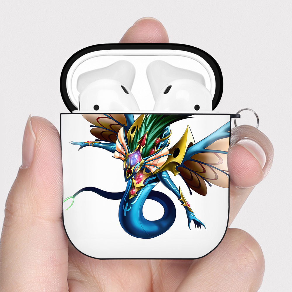 （画像用） 遊☆戯☆王 Yu-Gi-Oh! AirPods 第2世代保護ケース ハードシェル ブラック 耐衝撃・防指紋・カラビナ付き