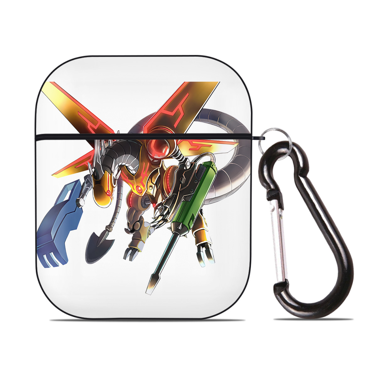 （画像用） 遊☆戯☆王 Yu-Gi-Oh! AirPods 第2世代保護ケース ハードシェル ブラック 耐衝撃・防指紋・カラビナ付き