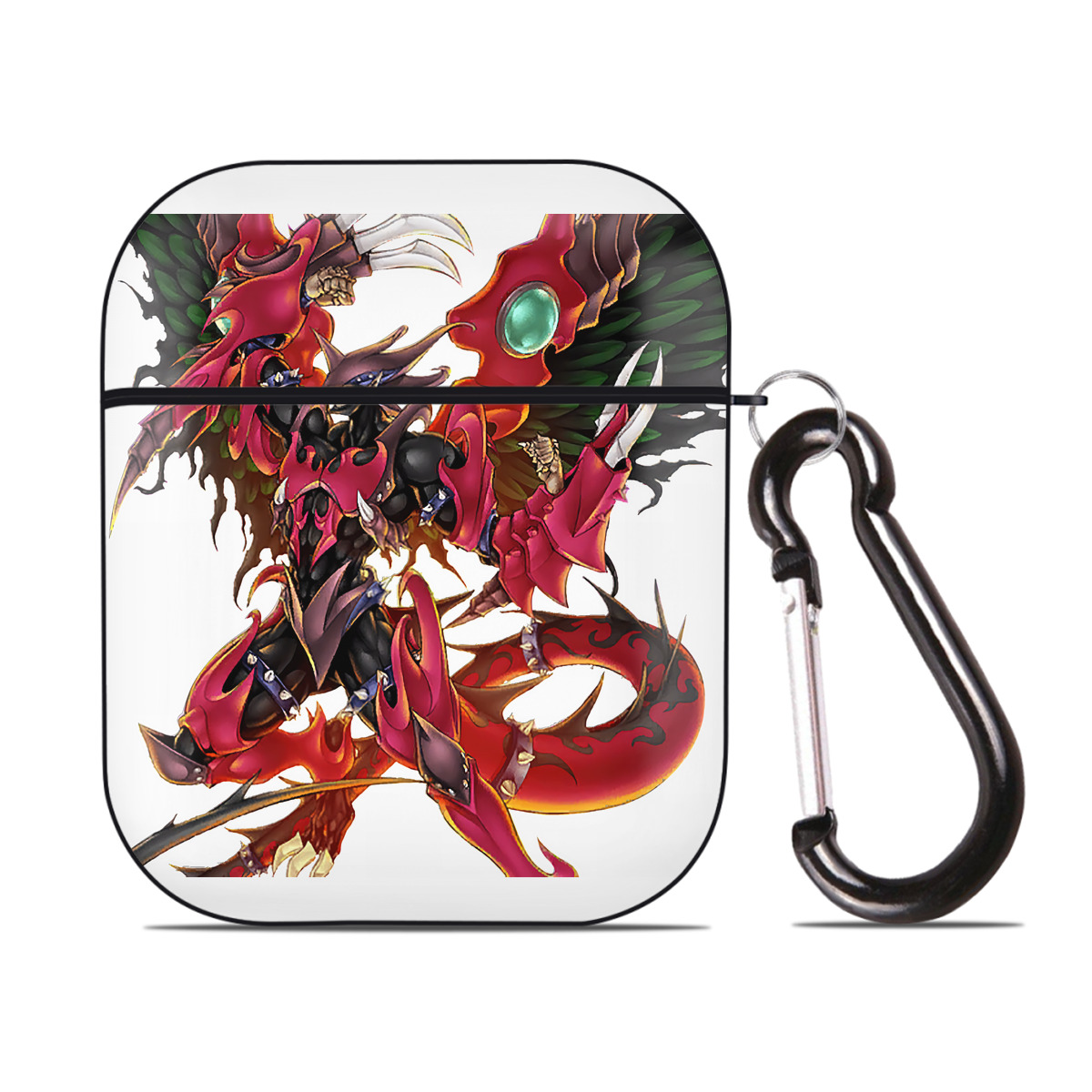 （画像用） 遊☆戯☆王 Yu-Gi-Oh! AirPods 第2世代保護ケース ハードシェル ブラック 耐衝撃・防指紋・カラビナ付き