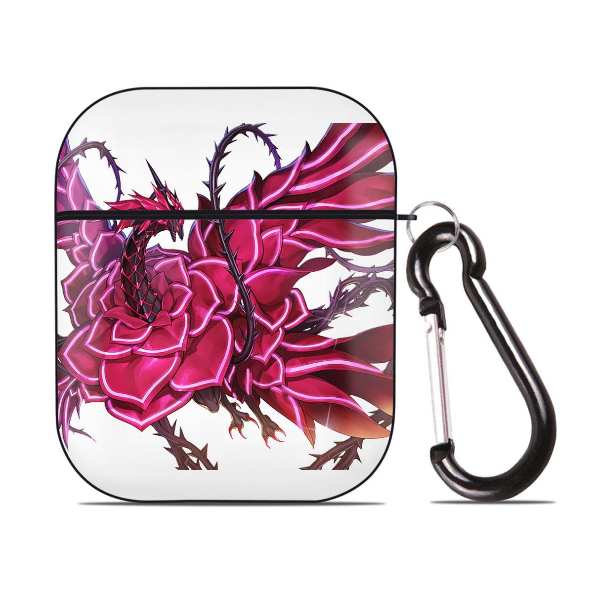 （画像用） 遊☆戯☆王 Yu-Gi-Oh! AirPods 第2世代保護ケース ハードシェル ブラック 耐衝撃・防指紋・カラビナ付き