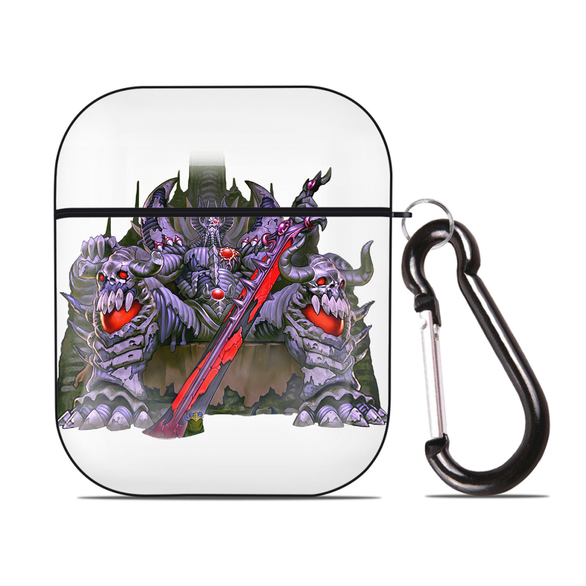 （画像用） 遊☆戯☆王 Yu-Gi-Oh! AirPods 第2世代保護ケース ハードシェル ブラック 耐衝撃・防指紋・カラビナ付き
