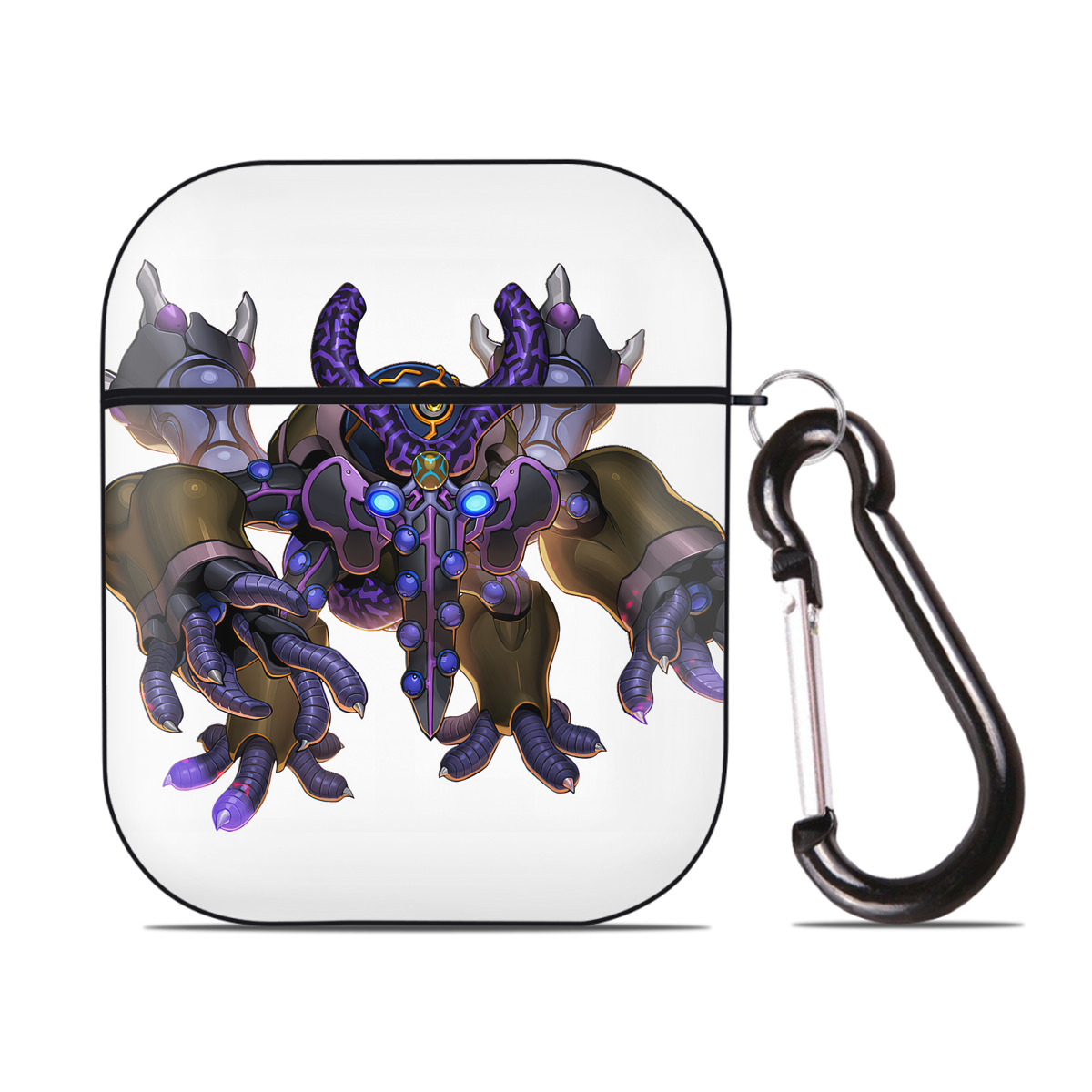 （画像用） 遊☆戯☆王 Yu-Gi-Oh! AirPods 第2世代保護ケース ハードシェル ブラック 耐衝撃・防指紋・カラビナ付き