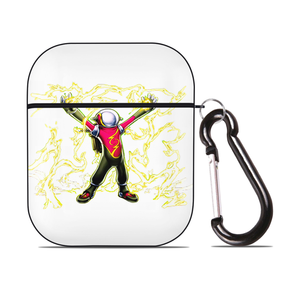 （画像用） 遊☆戯☆王 Yu-Gi-Oh! AirPods 第2世代保護ケース ハードシェル ブラック 耐衝撃・防指紋・カラビナ付き