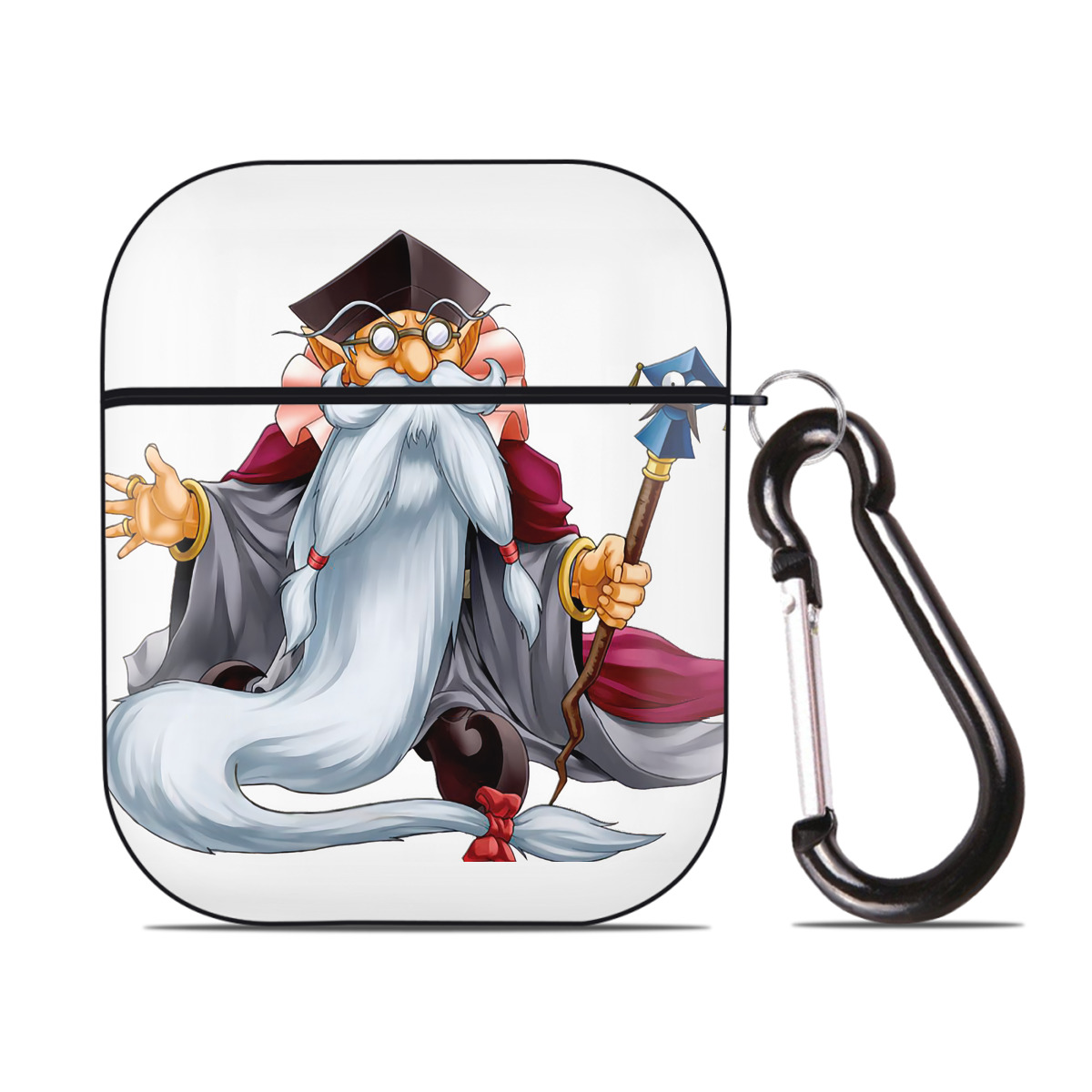 （画像用） 遊☆戯☆王 Yu-Gi-Oh! AirPods 第2世代保護ケース ハードシェル ブラック 耐衝撃・防指紋・カラビナ付き