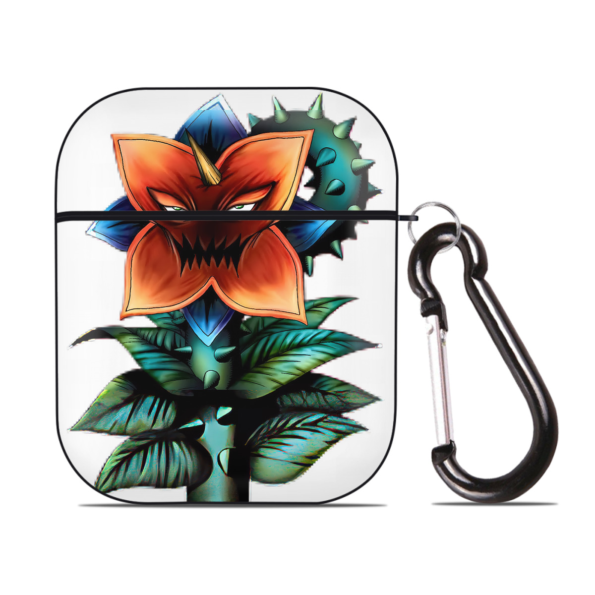 （画像用） 遊☆戯☆王 Yu-Gi-Oh! AirPods 第2世代保護ケース ハードシェル ブラック 耐衝撃・防指紋・カラビナ付き