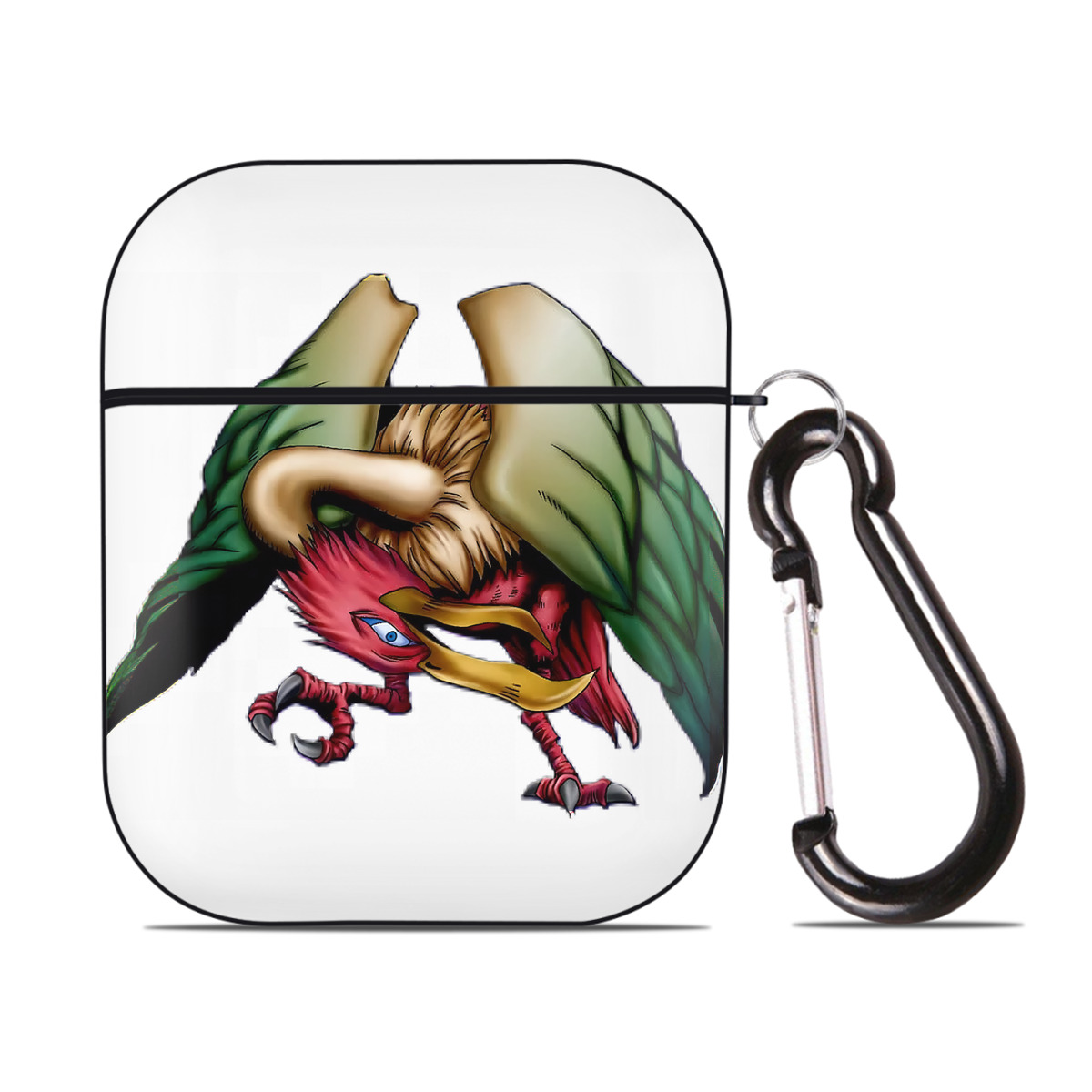 （画像用） 遊☆戯☆王 Yu-Gi-Oh! AirPods 第2世代保護ケース ハードシェル ブラック 耐衝撃・防指紋・カラビナ付き