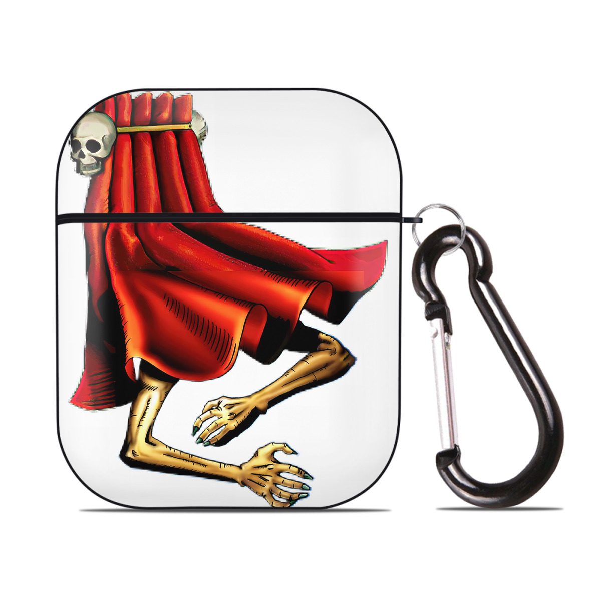 （画像用） 遊☆戯☆王 Yu-Gi-Oh! AirPods 第2世代保護ケース ハードシェル ブラック 耐衝撃・防指紋・カラビナ付き