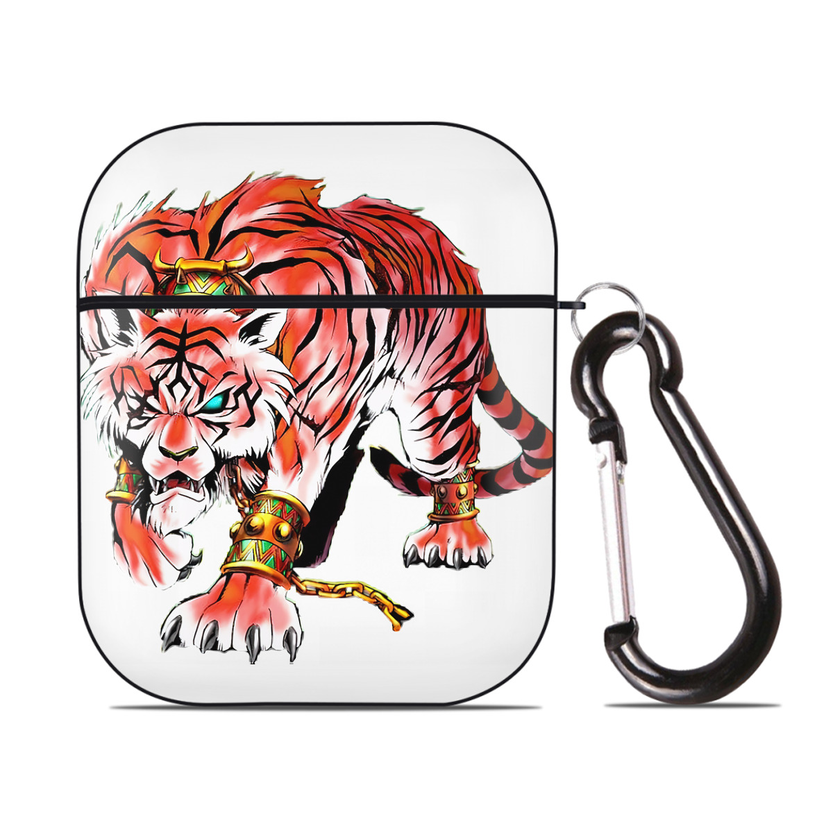 （画像用） 遊☆戯☆王 Yu-Gi-Oh! AirPods 第2世代保護ケース ハードシェル ブラック 耐衝撃・防指紋・カラビナ付き