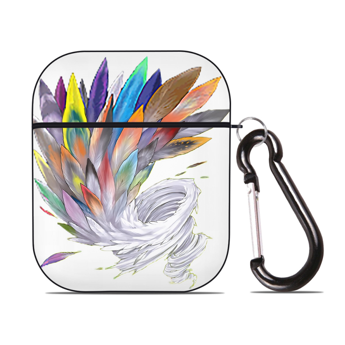 （画像用） 遊☆戯☆王 Yu-Gi-Oh! AirPods 第2世代保護ケース ハードシェル ブラック 耐衝撃・防指紋・カラビナ付き