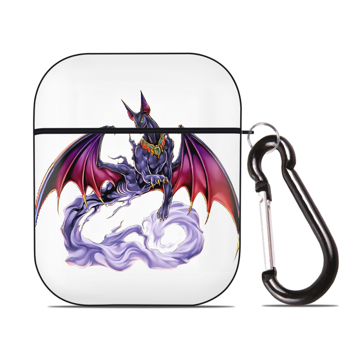 （画像用） 遊☆戯☆王 Yu-Gi-Oh! AirPods 第2世代保護ケース ハードシェル ブラック 耐衝撃・防指紋・カラビナ付き