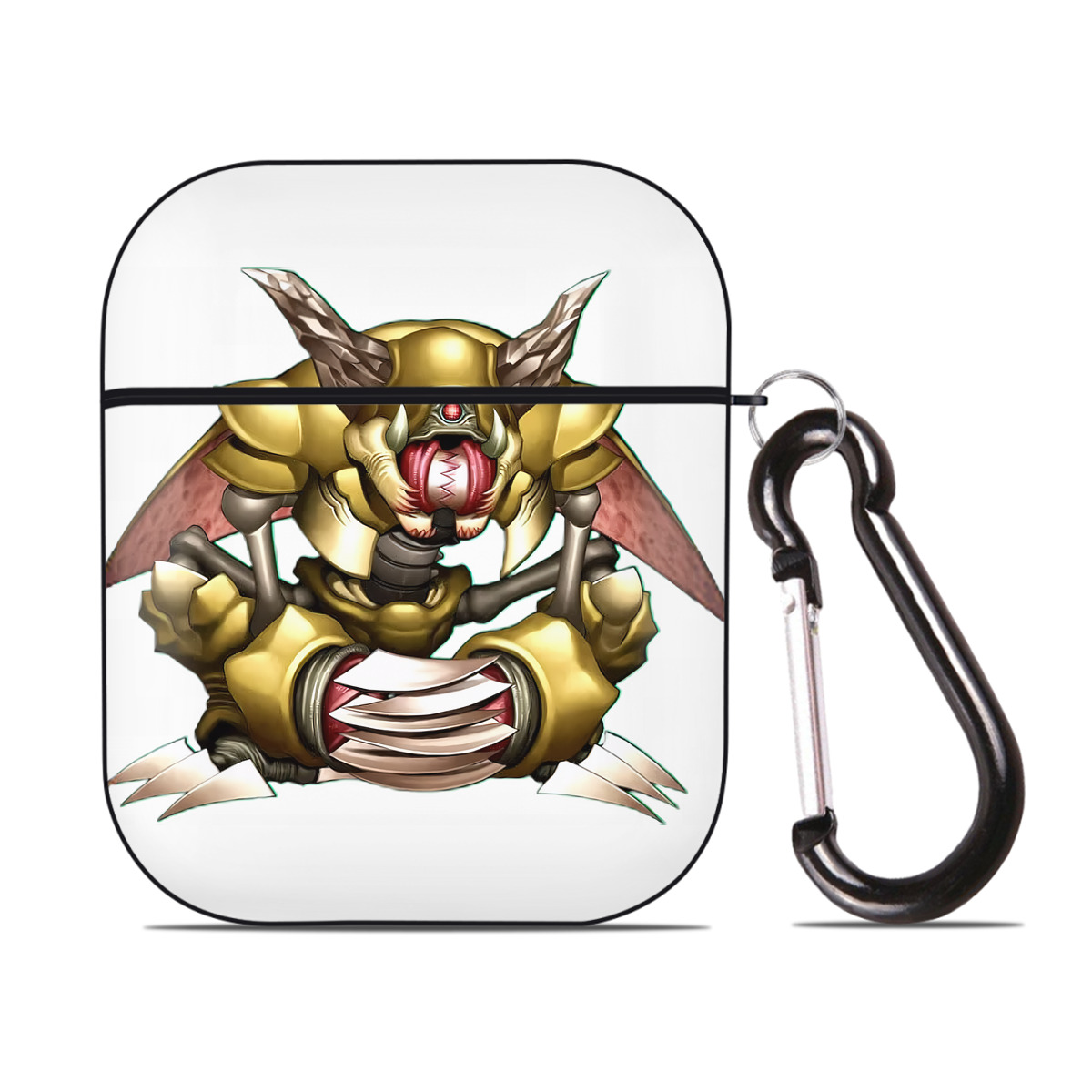 （画像用） 遊☆戯☆王 Yu-Gi-Oh! AirPods 第2世代保護ケース ハードシェル ブラック 耐衝撃・防指紋・カラビナ付き