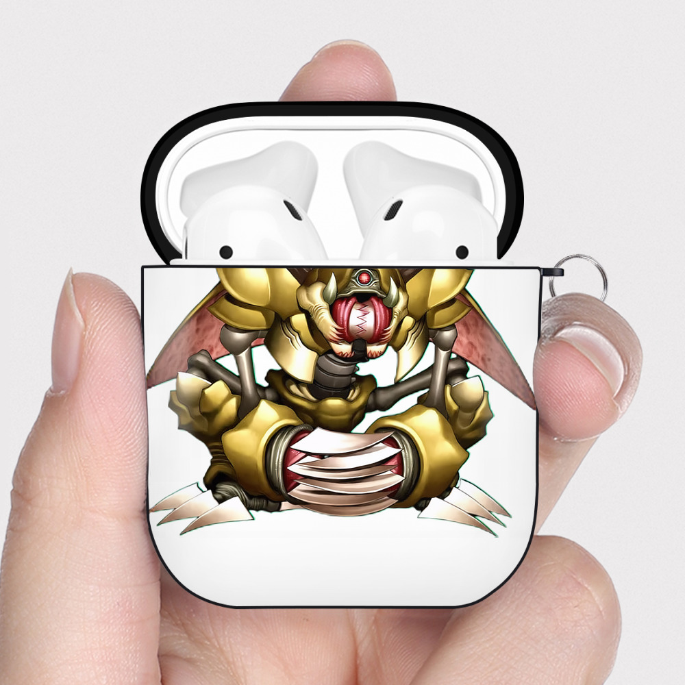 （画像用） 遊☆戯☆王 Yu-Gi-Oh! AirPods 第2世代保護ケース ハードシェル ブラック 耐衝撃・防指紋・カラビナ付き