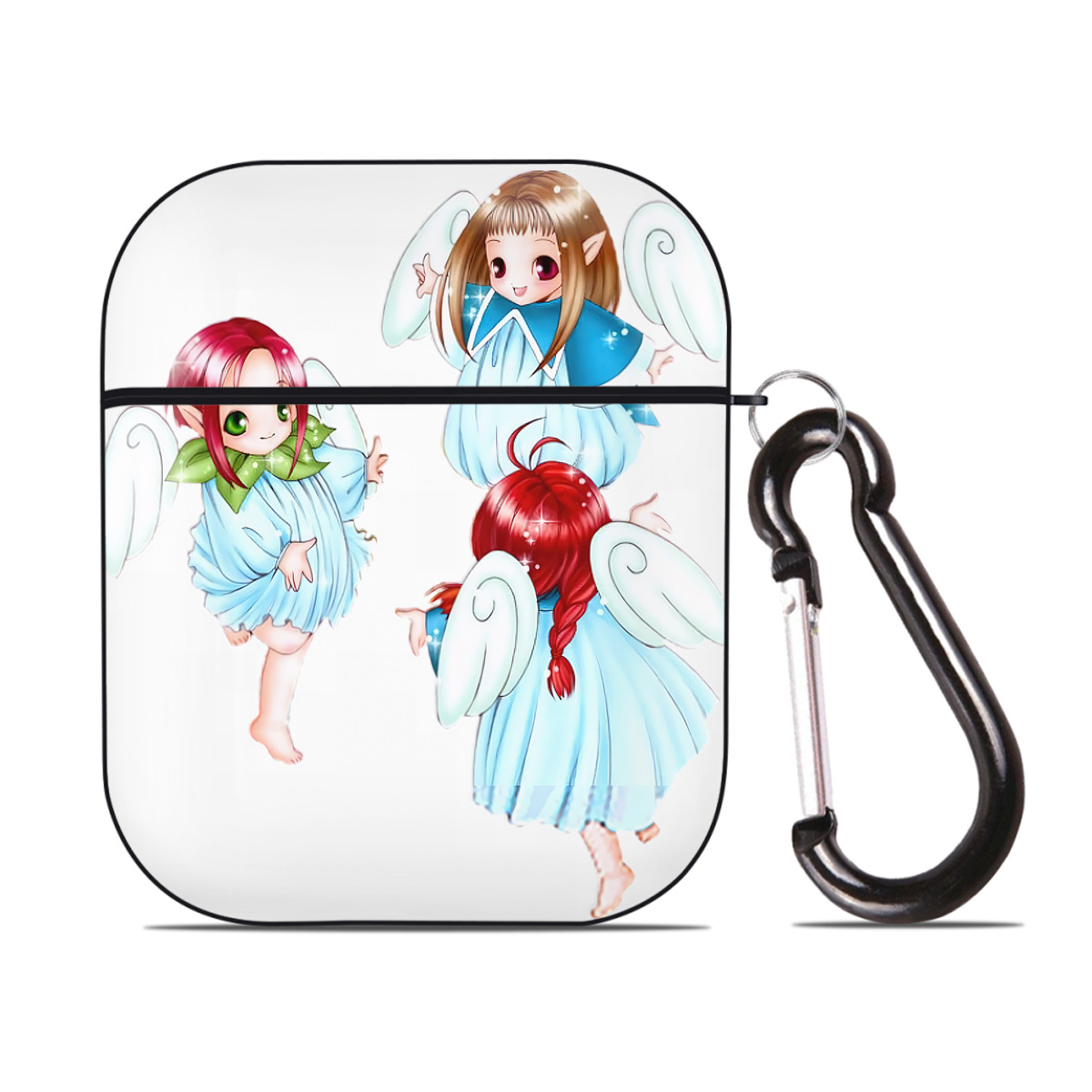 （画像用） 遊☆戯☆王 Yu-Gi-Oh! AirPods 第2世代保護ケース ハードシェル ブラック 耐衝撃・防指紋・カラビナ付き