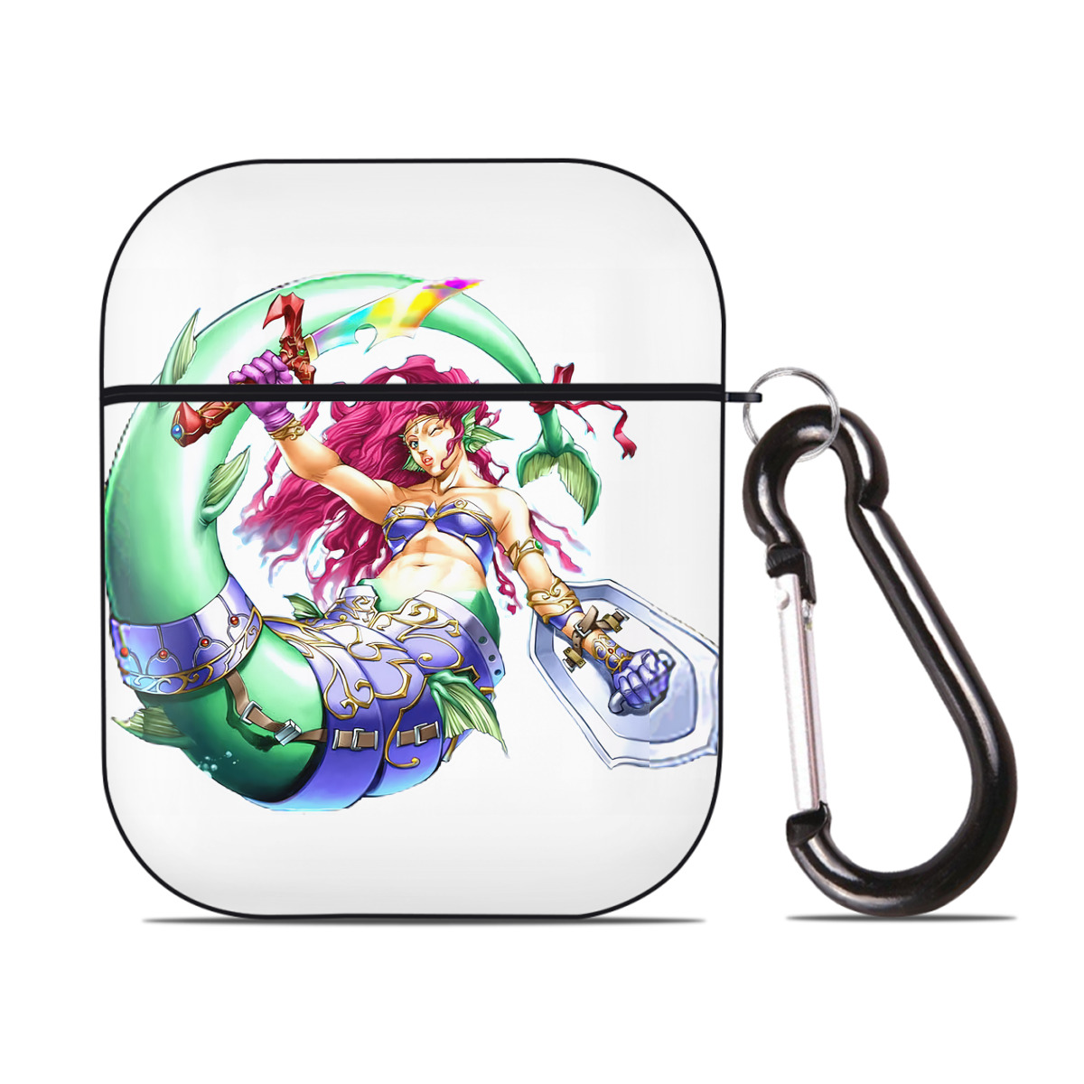 （画像用） 遊☆戯☆王 Yu-Gi-Oh! AirPods 第2世代保護ケース ハードシェル ブラック 耐衝撃・防指紋・カラビナ付き