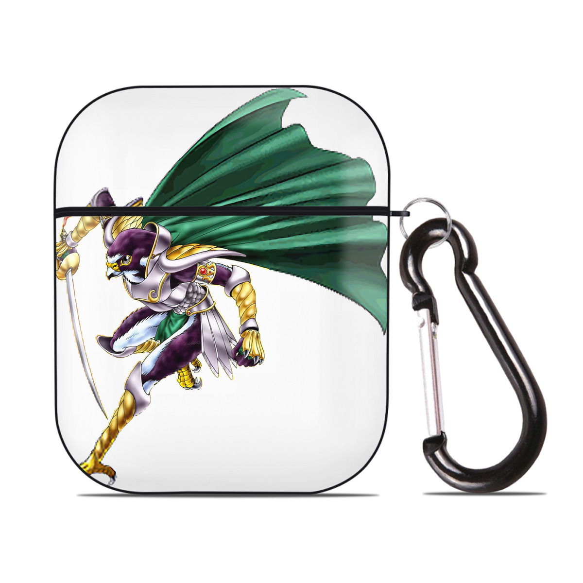 （画像用） 遊☆戯☆王 Yu-Gi-Oh! AirPods 第2世代保護ケース ハードシェル ブラック 耐衝撃・防指紋・カラビナ付き