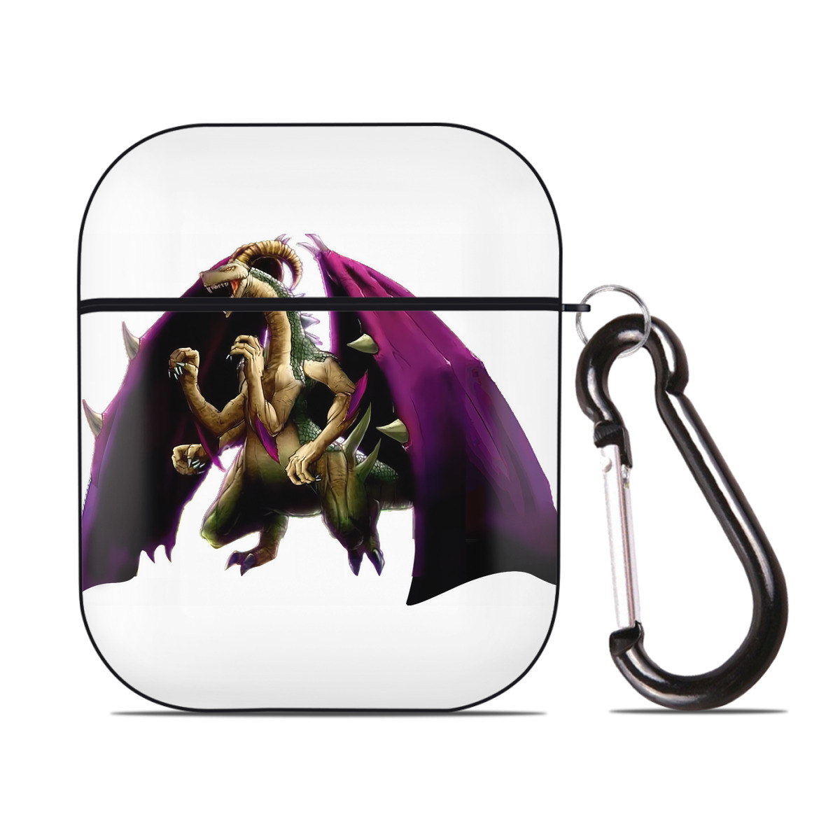 （画像用） 遊☆戯☆王 Yu-Gi-Oh! AirPods 第2世代保護ケース ハードシェル ブラック 耐衝撃・防指紋・カラビナ付き