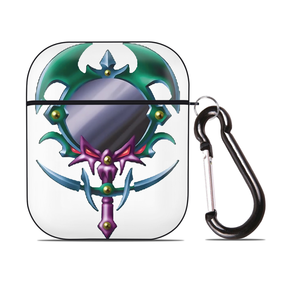 （画像用） 遊☆戯☆王 Yu-Gi-Oh! AirPods 第2世代保護ケース ハードシェル ブラック 耐衝撃・防指紋・カラビナ付き