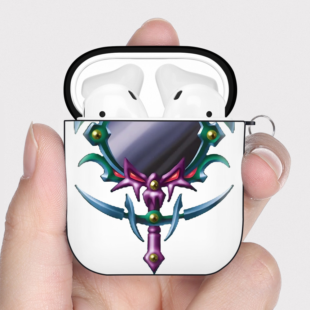 （画像用） 遊☆戯☆王 Yu-Gi-Oh! AirPods 第2世代保護ケース ハードシェル ブラック 耐衝撃・防指紋・カラビナ付き