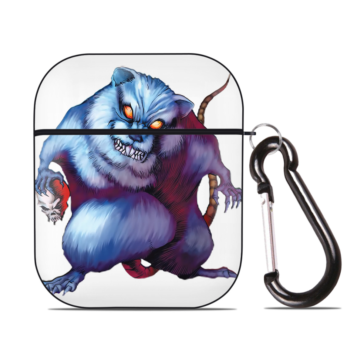 （画像用） 遊☆戯☆王 Yu-Gi-Oh! AirPods 第2世代保護ケース ハードシェル ブラック 耐衝撃・防指紋・カラビナ付き