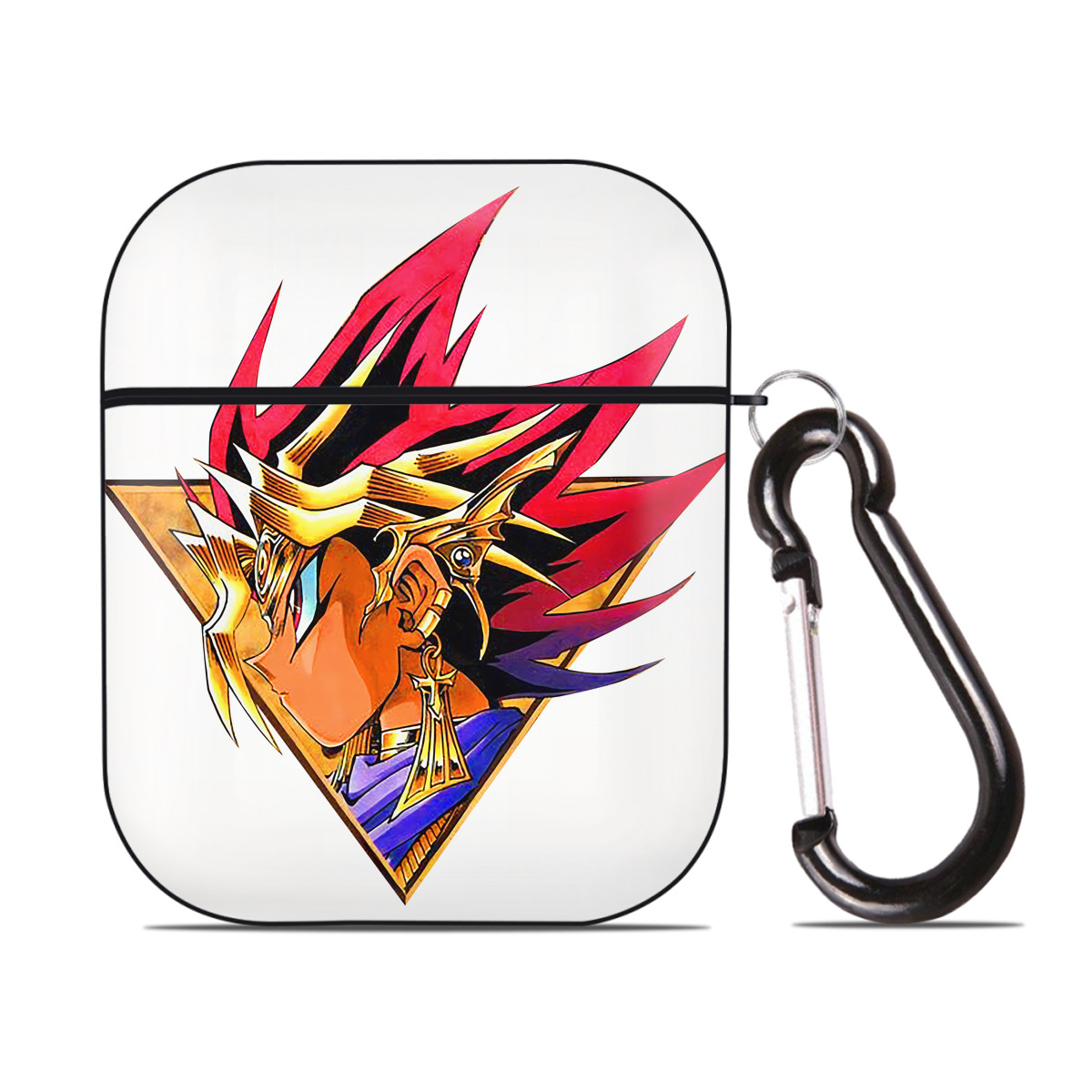 （画像用） 遊☆戯☆王 Yu-Gi-Oh! AirPods 第2世代保護ケース ハードシェル ブラック 耐衝撃・防指紋・カラビナ付き