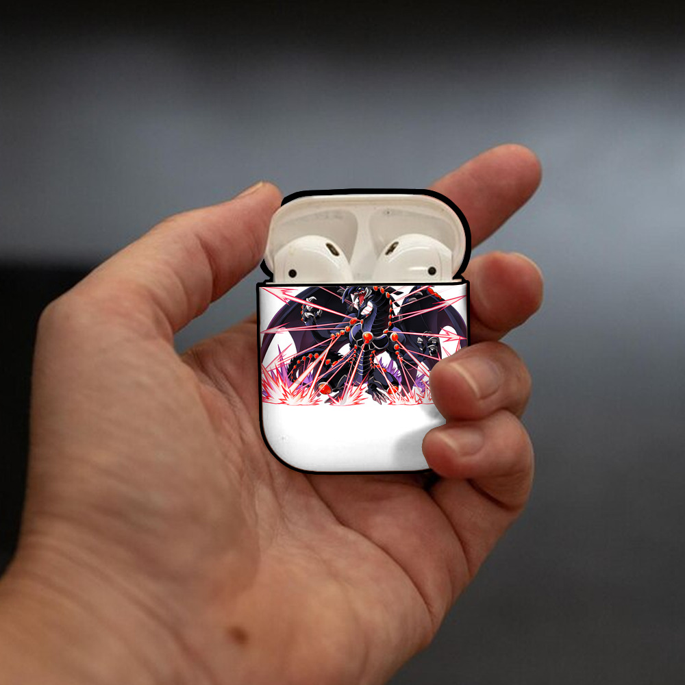遊☆戯☆王 Yu-Gi-Oh! AirPods 第2世代保護ケース ハードシェル ブラック 耐衝撃・防指紋・カラビナ付き