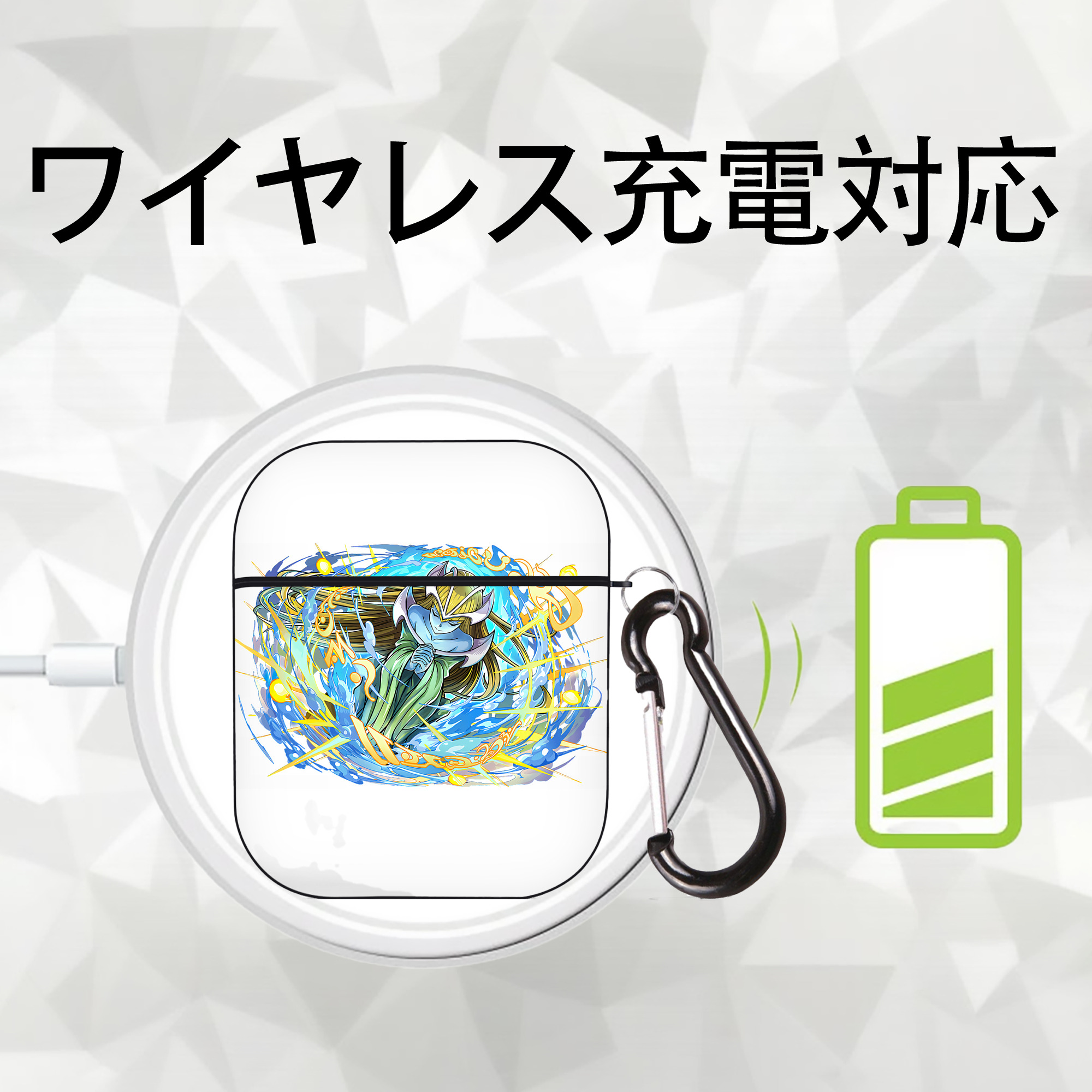 遊☆戯☆王 Yu-Gi-Oh! AirPods 第2世代保護ケース ハードシェル ブラック 耐衝撃・防指紋・カラビナ付き