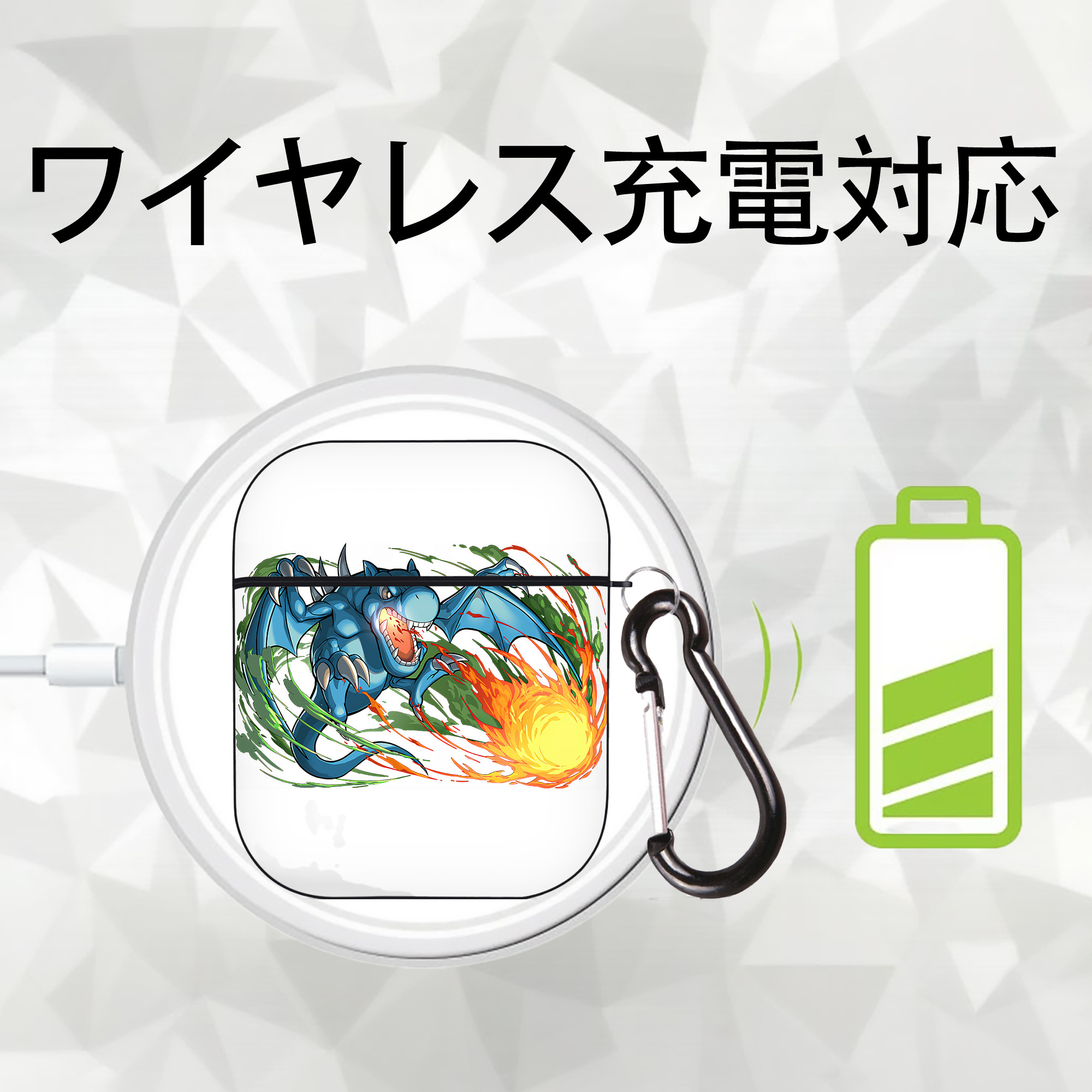 遊☆戯☆王 Yu-Gi-Oh! AirPods 第2世代保護ケース ハードシェル ブラック 耐衝撃・防指紋・カラビナ付き
