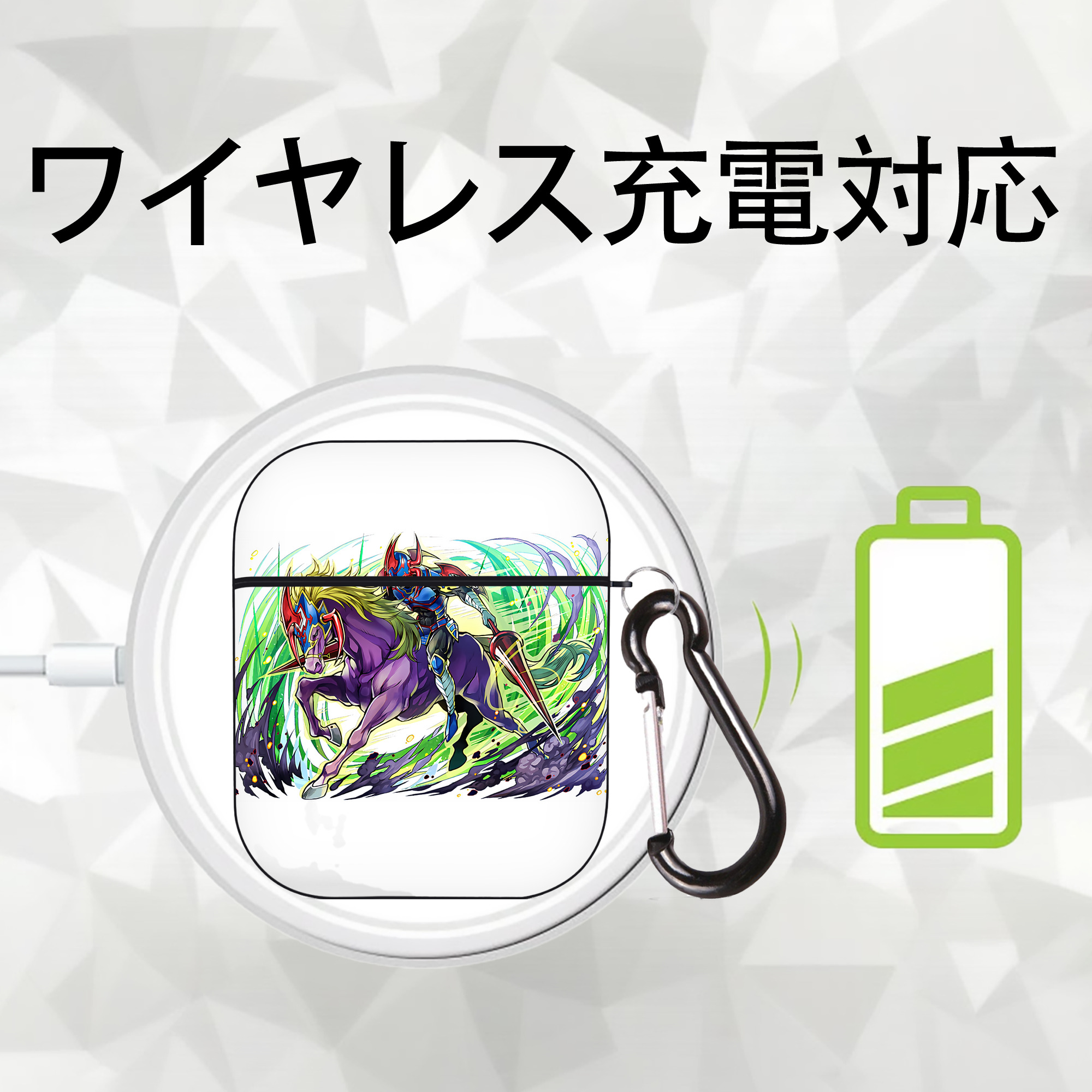 遊☆戯☆王 Yu-Gi-Oh! AirPods 第2世代保護ケース ハードシェル ブラック 耐衝撃・防指紋・カラビナ付き