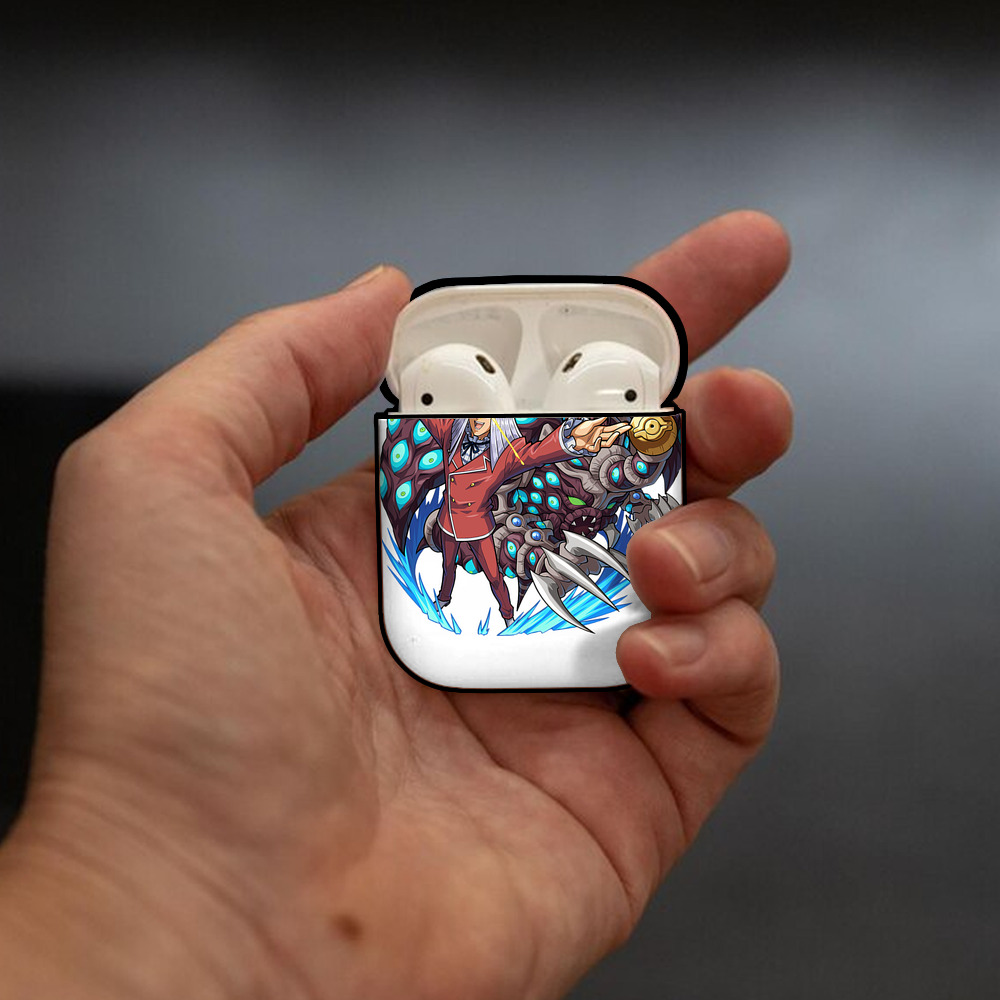 遊☆戯☆王 Yu-Gi-Oh! AirPods 第2世代保護ケース ハードシェル ブラック 耐衝撃・防指紋・カラビナ付き