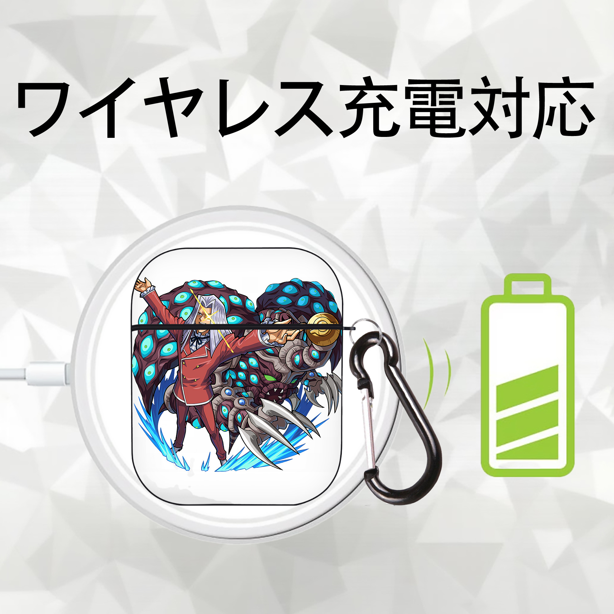 遊☆戯☆王 Yu-Gi-Oh! AirPods 第2世代保護ケース ハードシェル ブラック 耐衝撃・防指紋・カラビナ付き