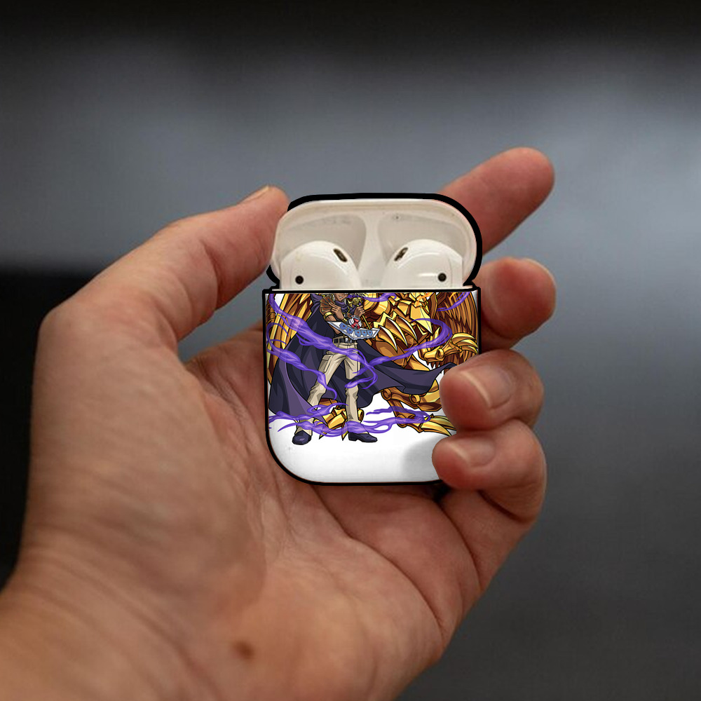 遊☆戯☆王 Yu-Gi-Oh! AirPods 第2世代保護ケース ハードシェル ブラック 耐衝撃・防指紋・カラビナ付き
