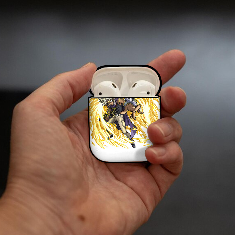遊☆戯☆王 Yu-Gi-Oh! AirPods 第2世代保護ケース ハードシェル ブラック 耐衝撃・防指紋・カラビナ付き