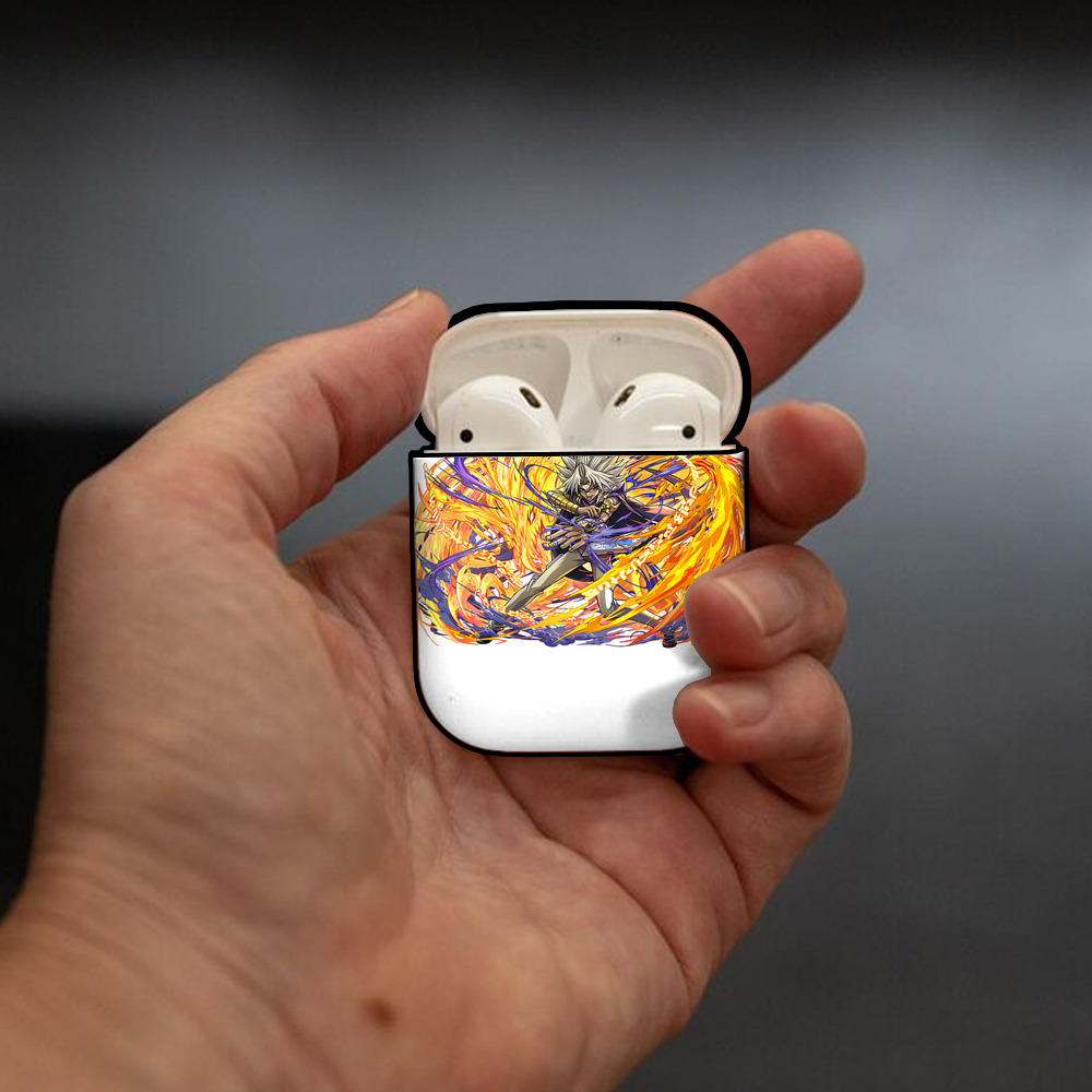 遊☆戯☆王 Yu-Gi-Oh! AirPods 第2世代保護ケース ハードシェル ブラック 耐衝撃・防指紋・カラビナ付き