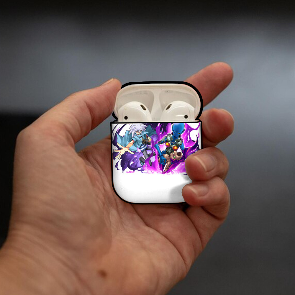 遊☆戯☆王 Yu-Gi-Oh! AirPods 第2世代保護ケース ハードシェル ブラック 耐衝撃・防指紋・カラビナ付き