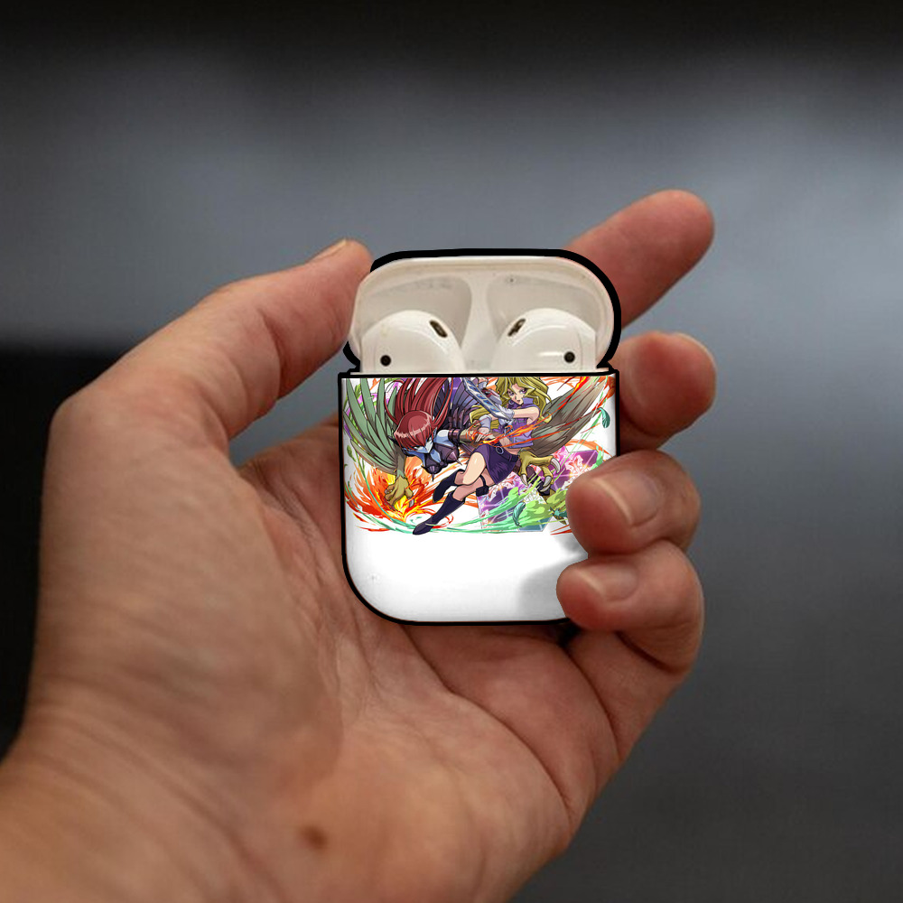 遊☆戯☆王 Yu-Gi-Oh! AirPods 第2世代保護ケース ハードシェル ブラック 耐衝撃・防指紋・カラビナ付き