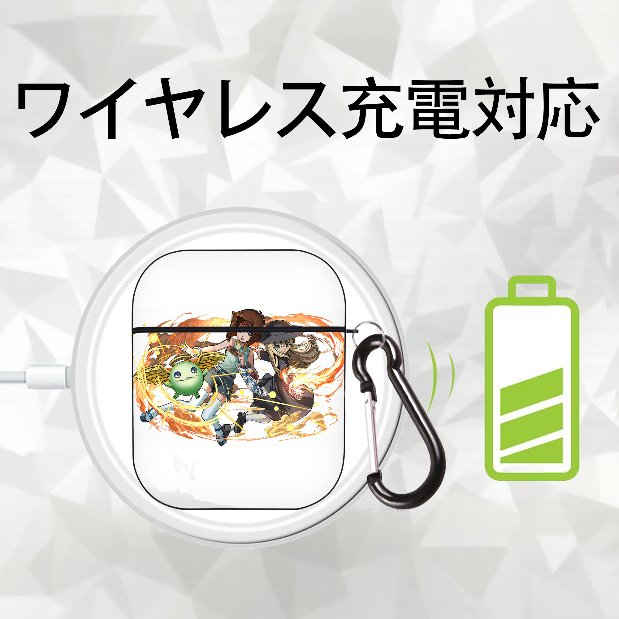 遊☆戯☆王 Yu-Gi-Oh! AirPods 第2世代保護ケース ハードシェル ブラック 耐衝撃・防指紋・カラビナ付き