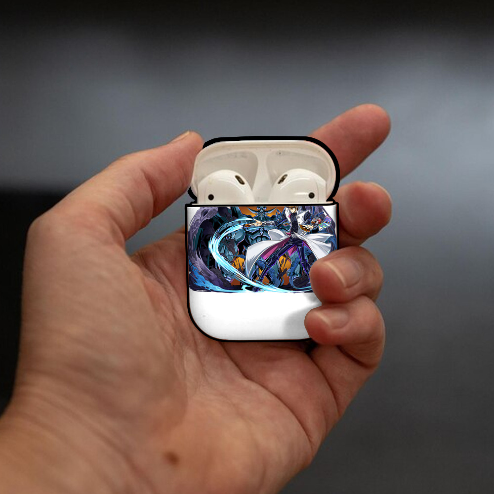 遊☆戯☆王 Yu-Gi-Oh! AirPods 第2世代保護ケース ハードシェル ブラック 耐衝撃・防指紋・カラビナ付き
