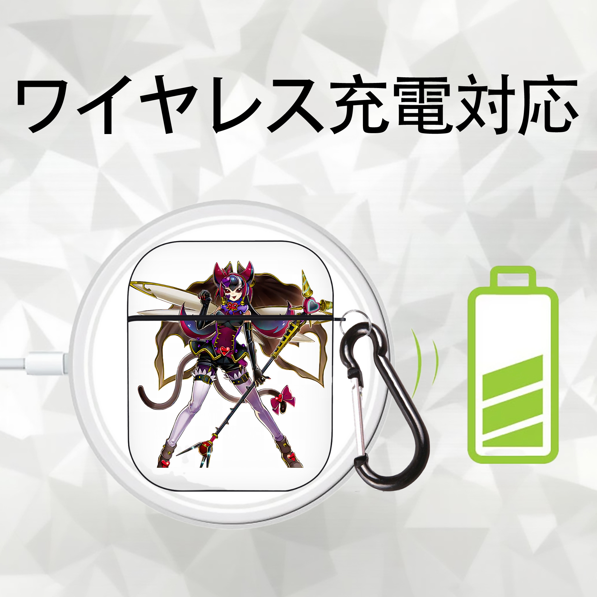 遊☆戯☆王 Yu-Gi-Oh! AirPods 第2世代保護ケース ハードシェル ブラック 耐衝撃・防指紋・カラビナ付き
