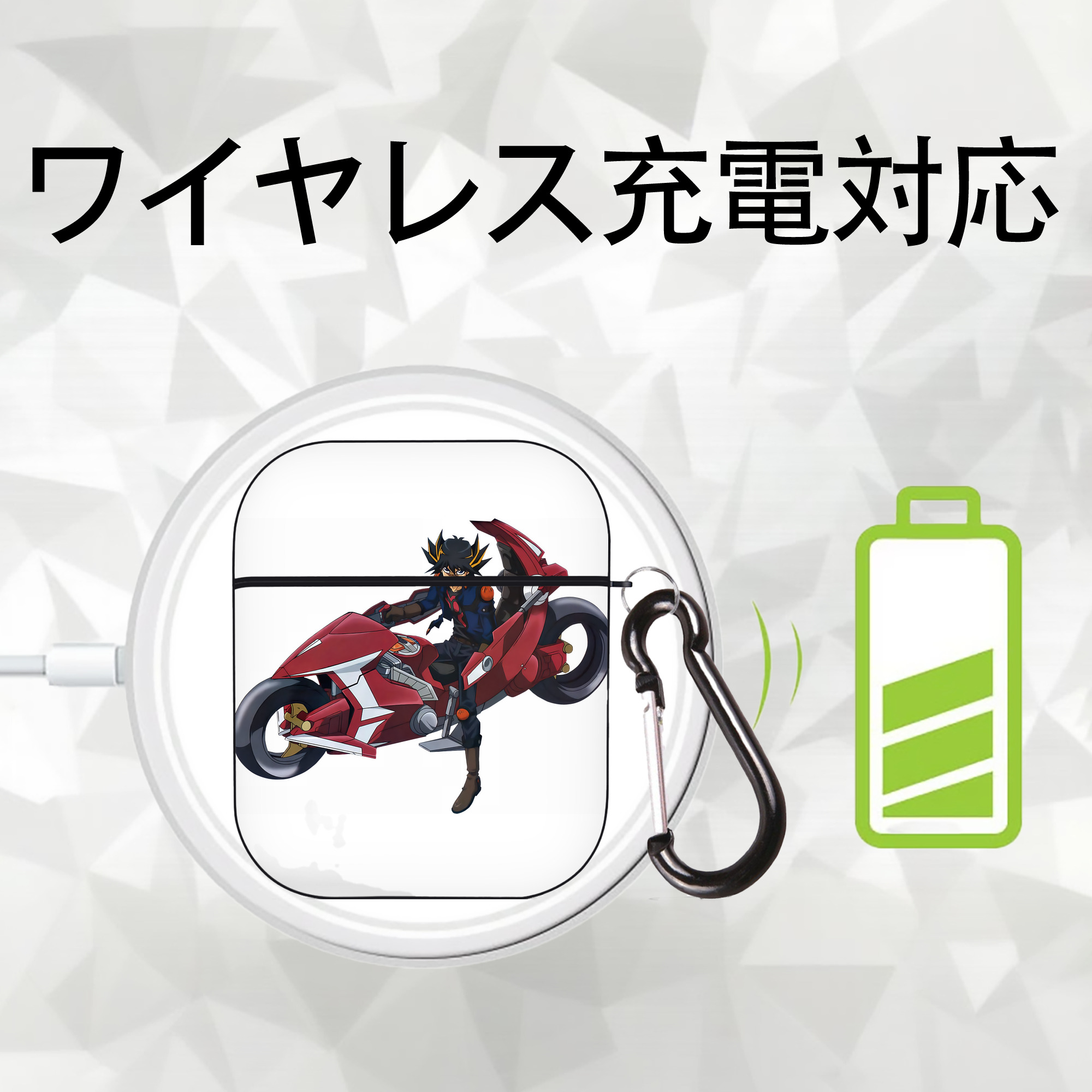 遊☆戯☆王 Yu-Gi-Oh! AirPods 第2世代保護ケース ハードシェル ブラック 耐衝撃・防指紋・カラビナ付き