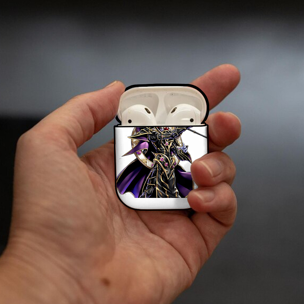 遊☆戯☆王 Yu-Gi-Oh! AirPods 第2世代保護ケース ハードシェル ブラック 耐衝撃・防指紋・カラビナ付き