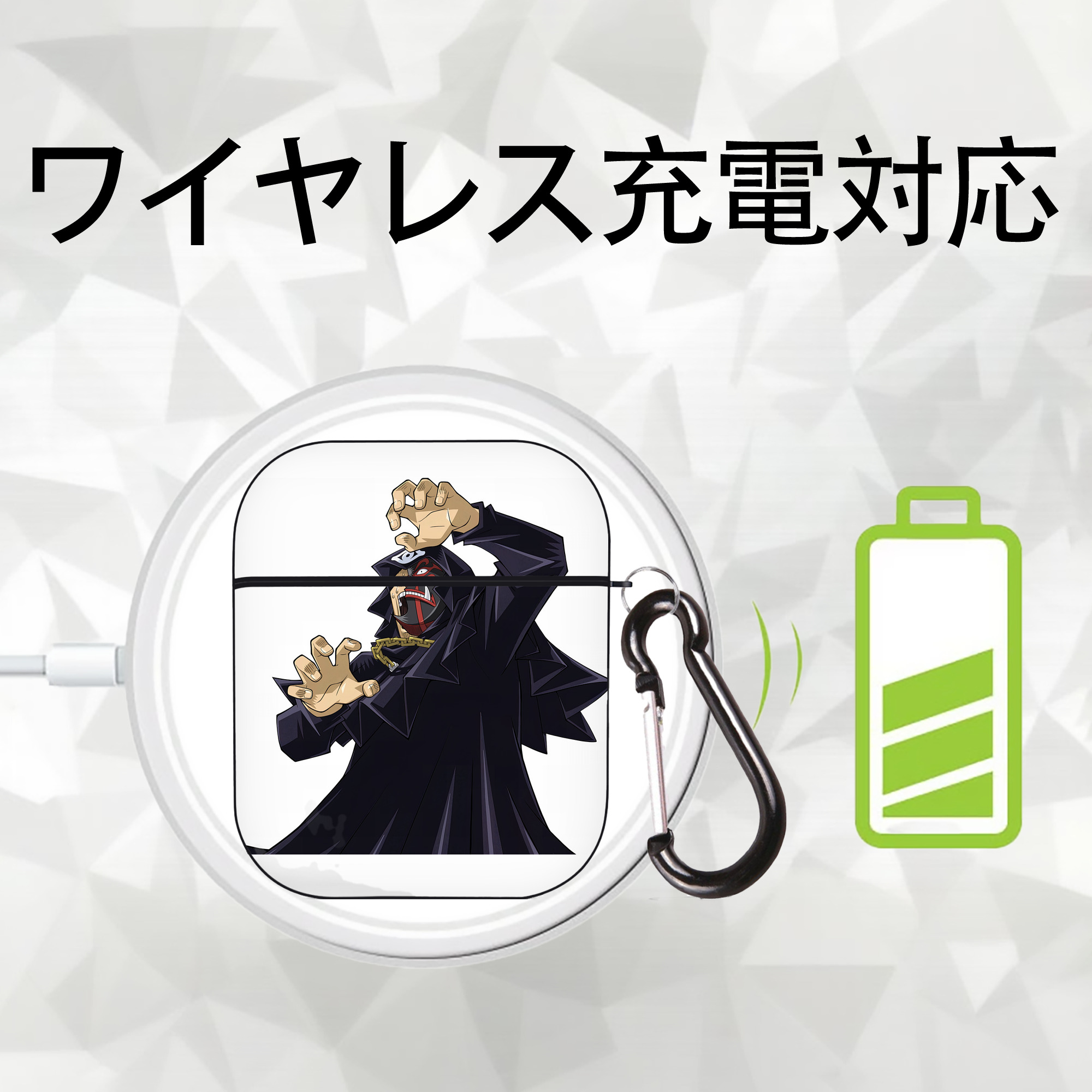 遊☆戯☆王 Yu-Gi-Oh! AirPods 第2世代保護ケース ハードシェル ブラック 耐衝撃・防指紋・カラビナ付き