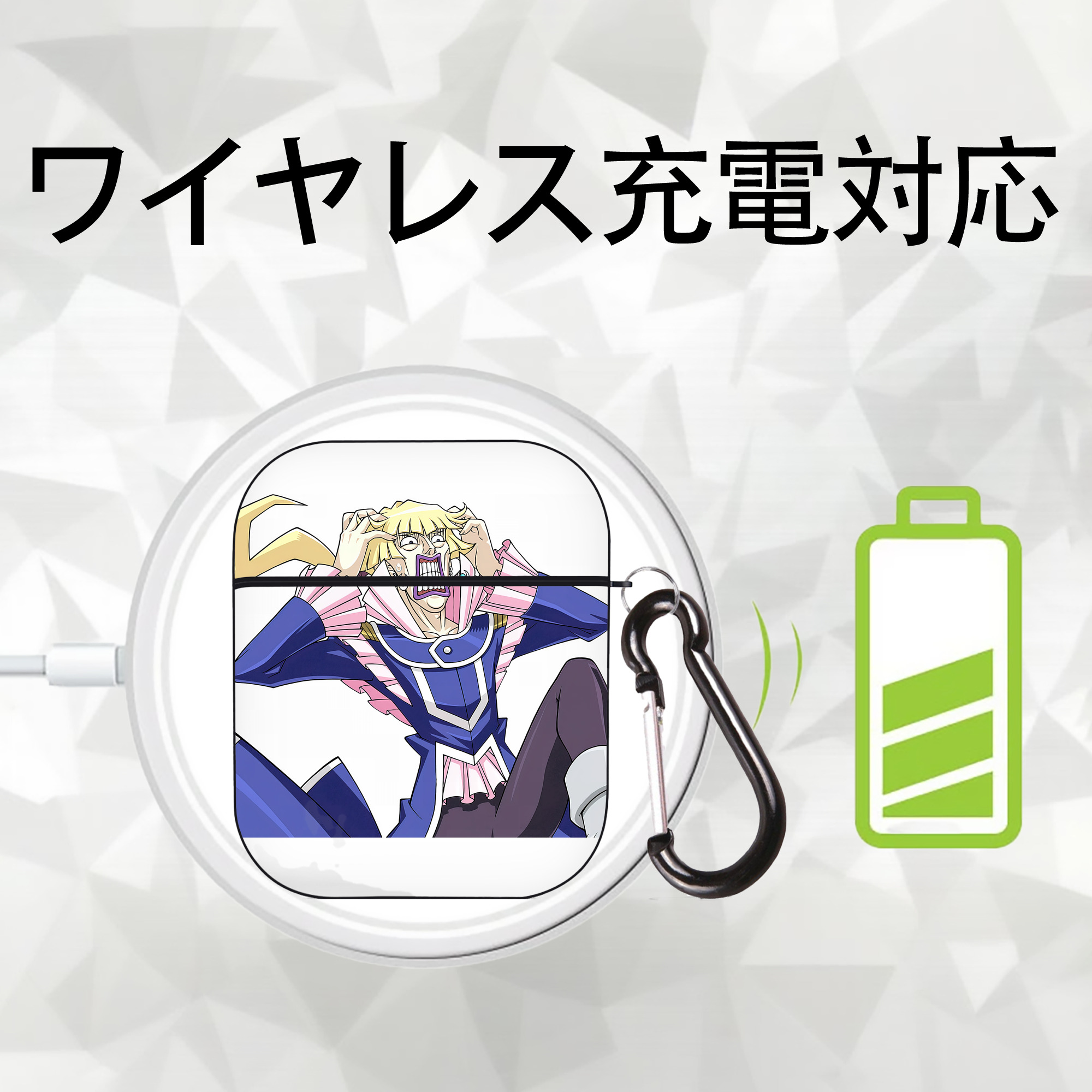 遊☆戯☆王 Yu-Gi-Oh! AirPods 第2世代保護ケース ハードシェル ブラック 耐衝撃・防指紋・カラビナ付き