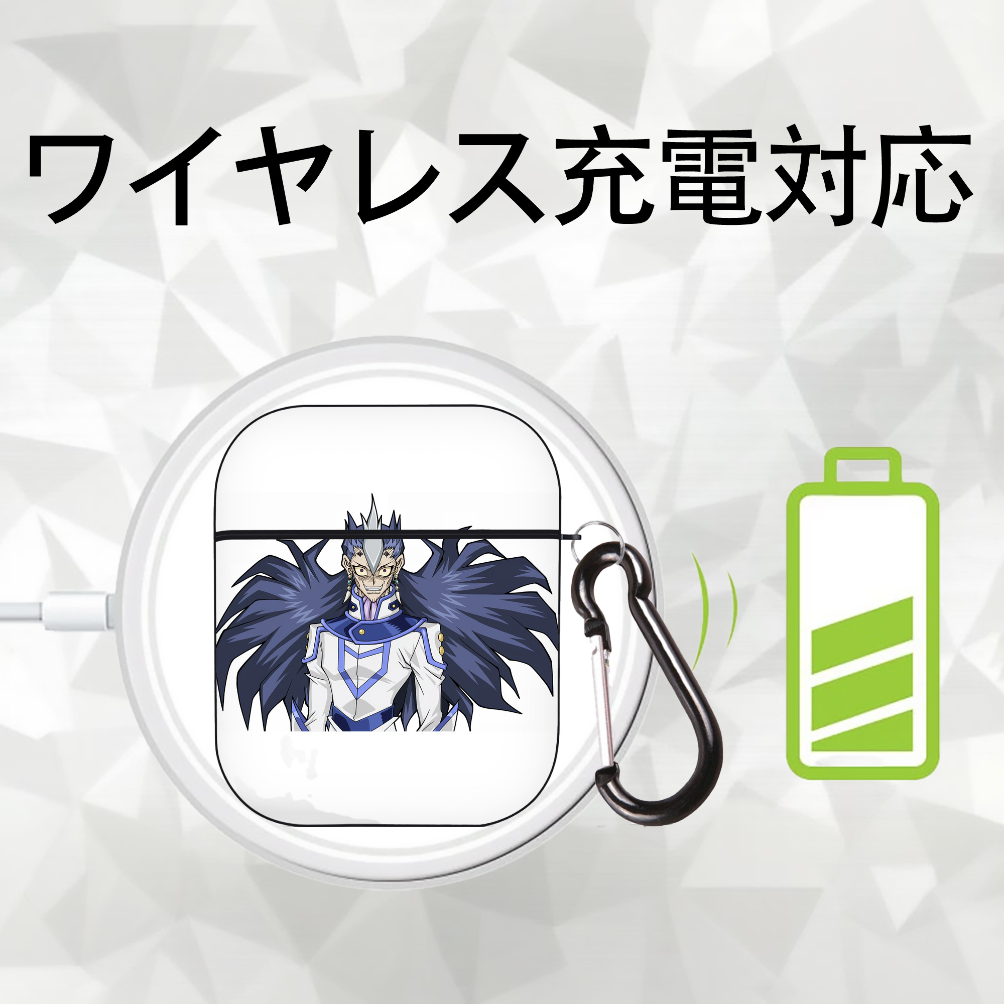 遊☆戯☆王 Yu-Gi-Oh! AirPods 第2世代保護ケース ハードシェル ブラック 耐衝撃・防指紋・カラビナ付き