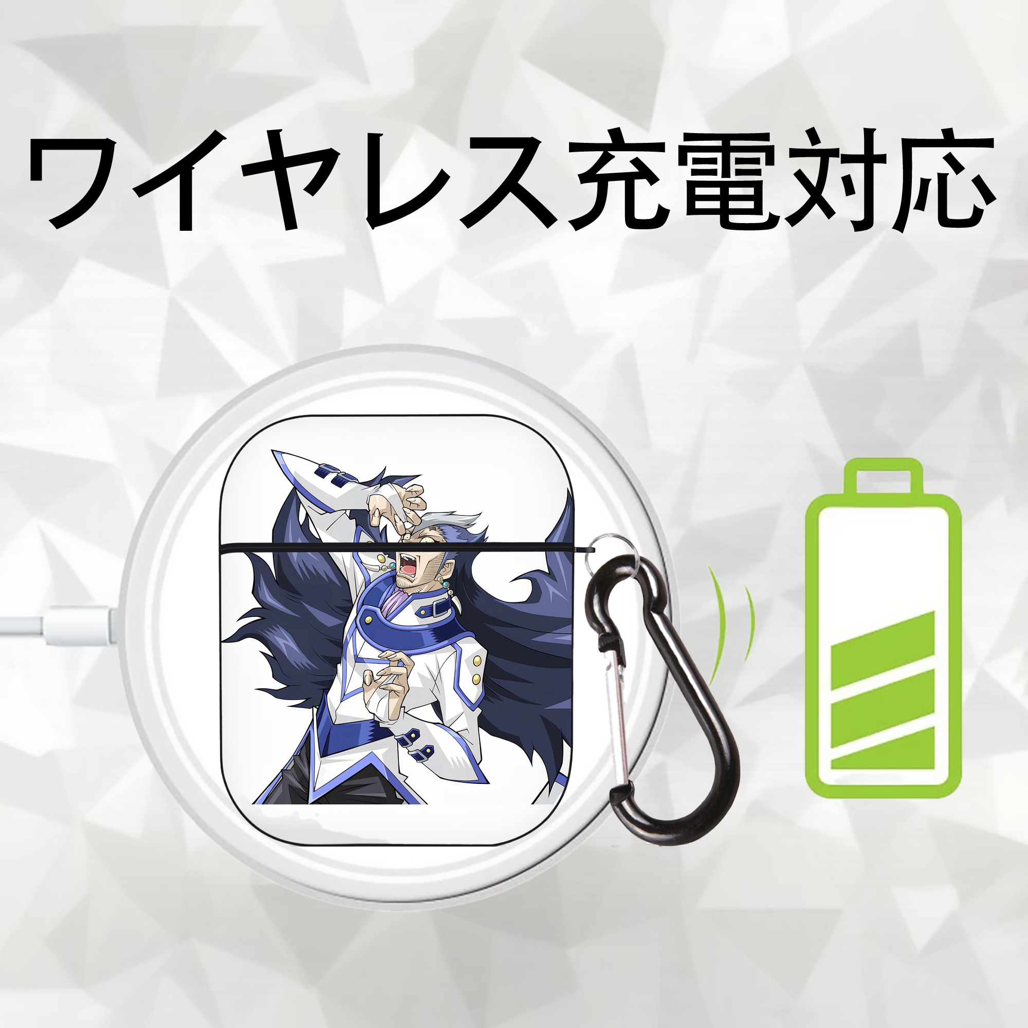 遊☆戯☆王 Yu-Gi-Oh! AirPods 第2世代保護ケース ハードシェル ブラック 耐衝撃・防指紋・カラビナ付き