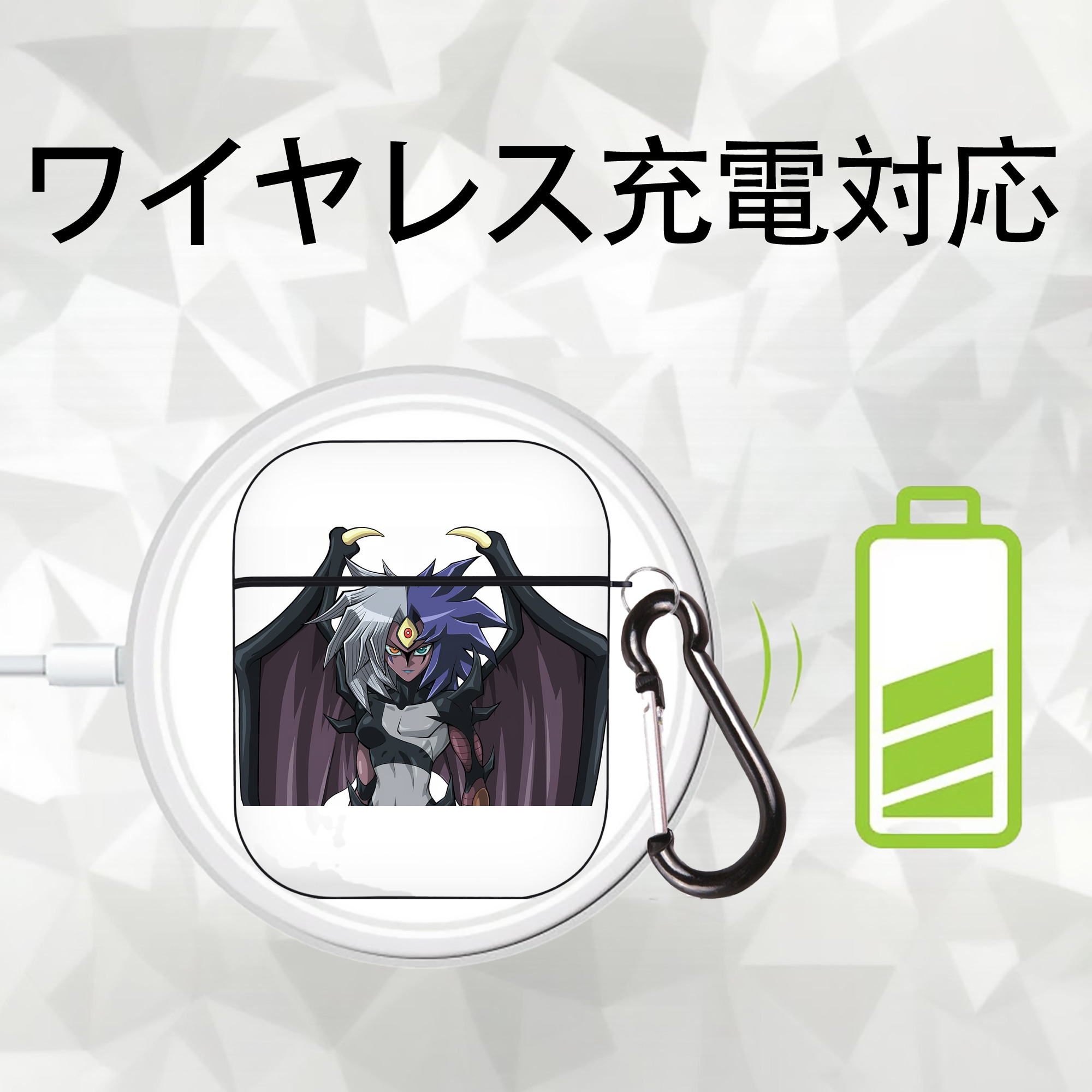 遊☆戯☆王 Yu-Gi-Oh! AirPods 第2世代保護ケース ハードシェル ブラック 耐衝撃・防指紋・カラビナ付き