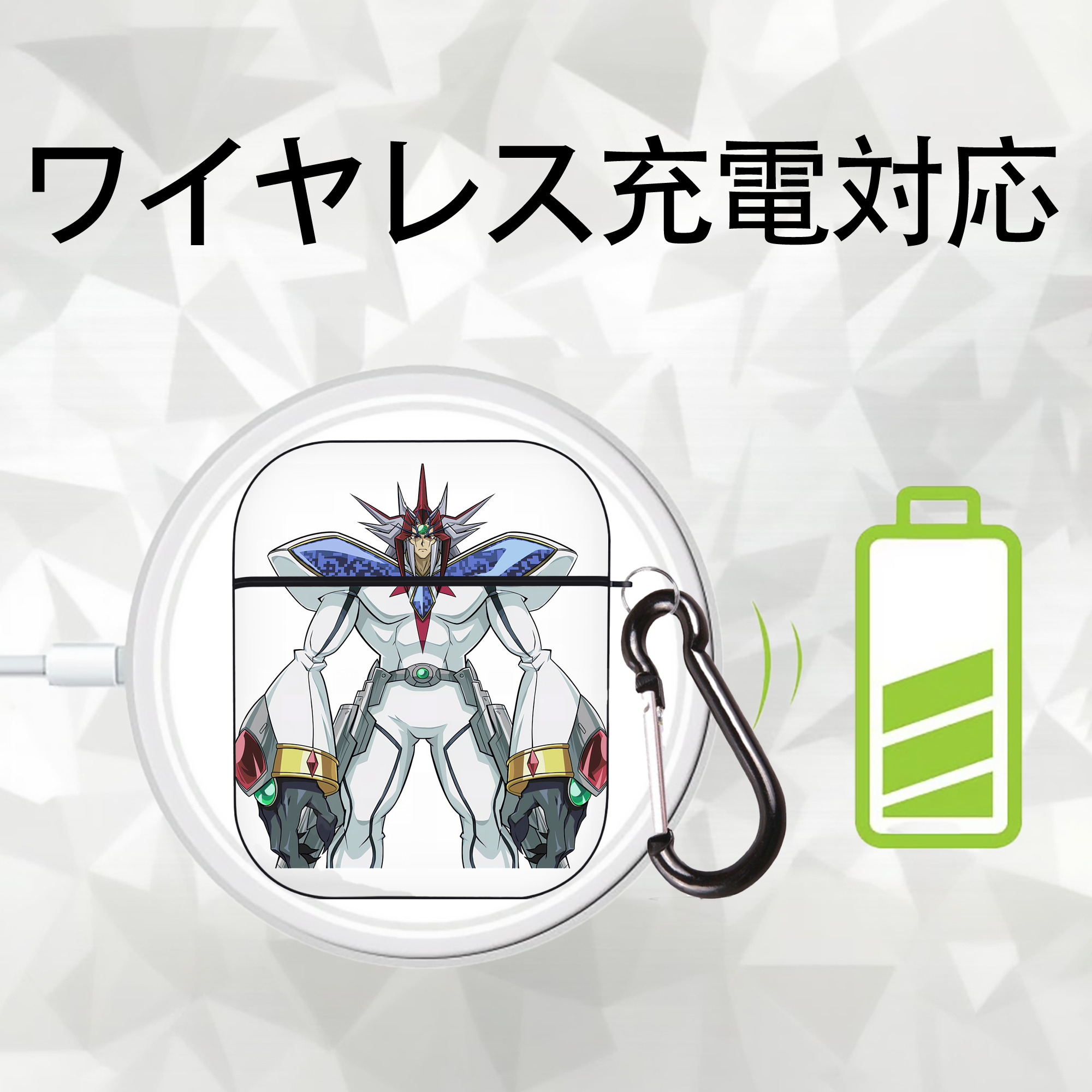 遊☆戯☆王 Yu-Gi-Oh! AirPods 第2世代保護ケース ハードシェル ブラック 耐衝撃・防指紋・カラビナ付き