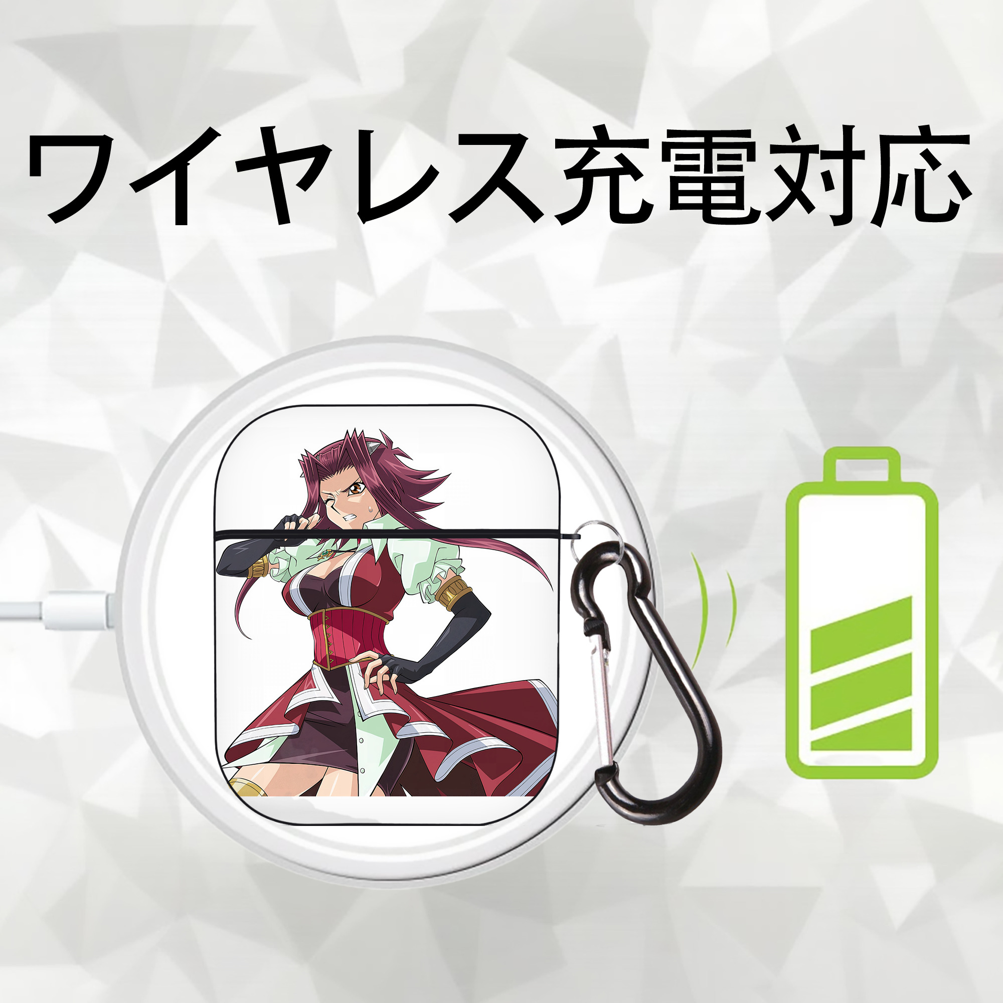遊☆戯☆王 Yu-Gi-Oh! AirPods 第2世代保護ケース ハードシェル ブラック 耐衝撃・防指紋・カラビナ付き