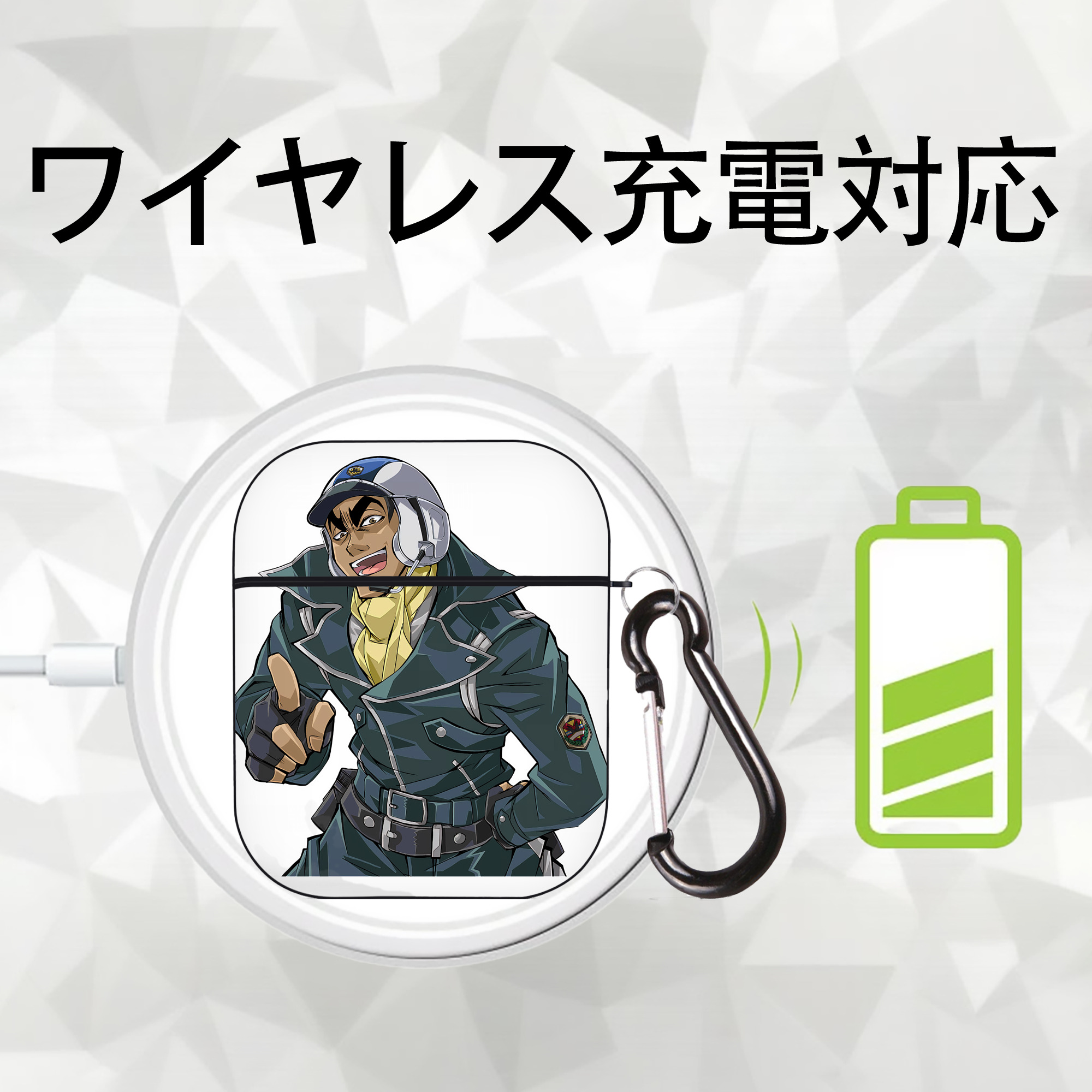 遊☆戯☆王 Yu-Gi-Oh! AirPods 第2世代保護ケース ハードシェル ブラック 耐衝撃・防指紋・カラビナ付き